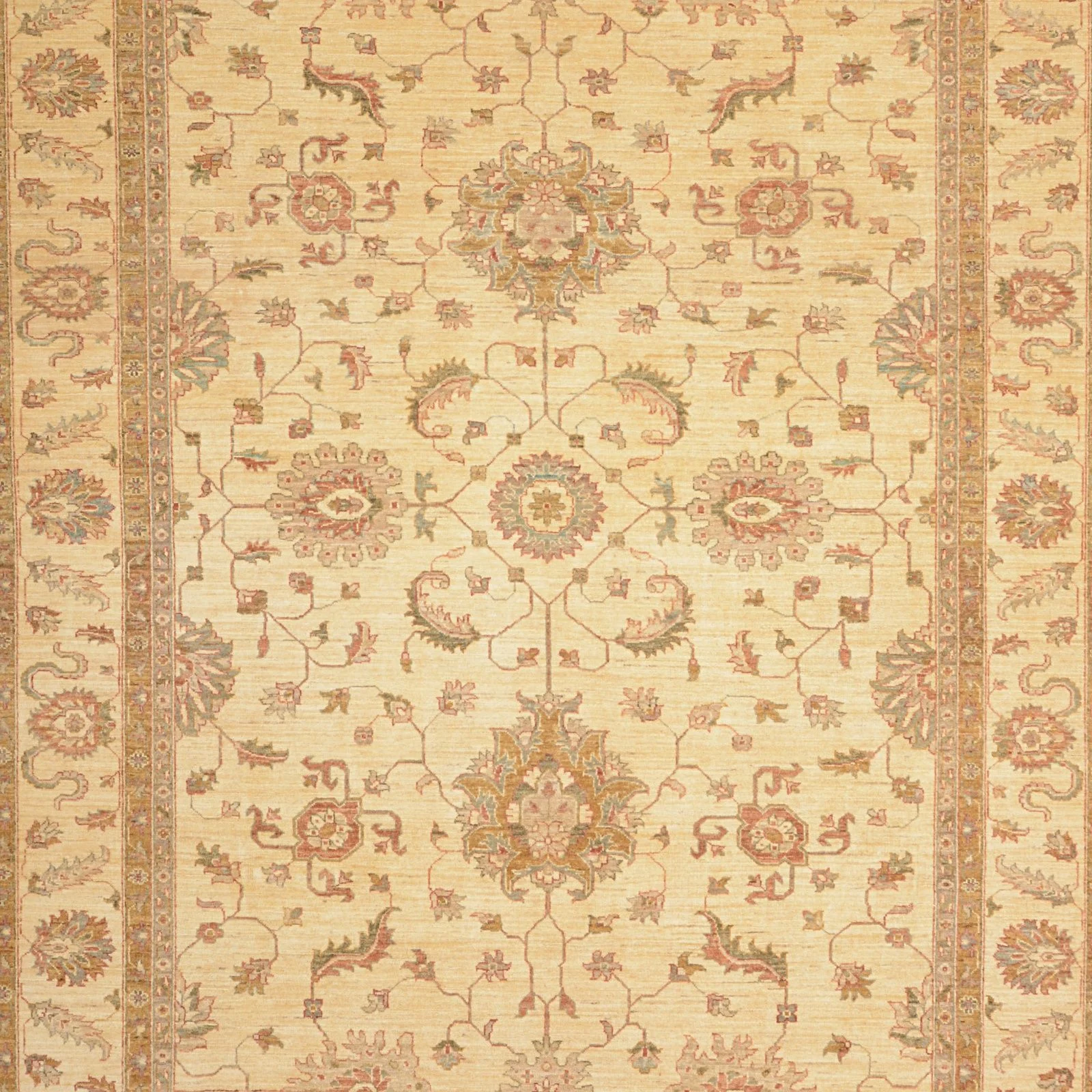 Hand-Knotted Wool Samarkand Afghan Rug, 213 × 273 cm