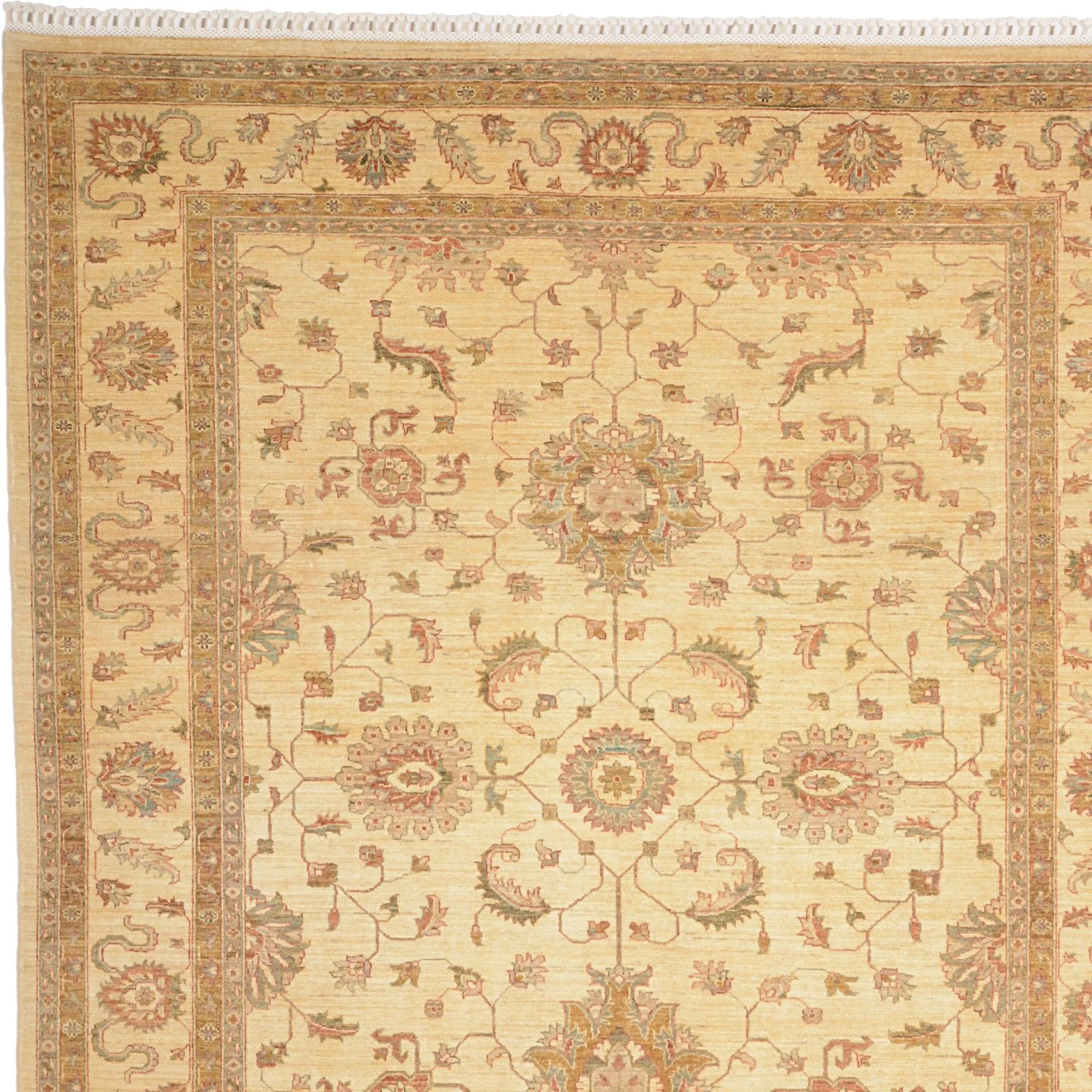 Hand-Knotted Wool Samarkand Afghan Rug, 213 × 273 cm
