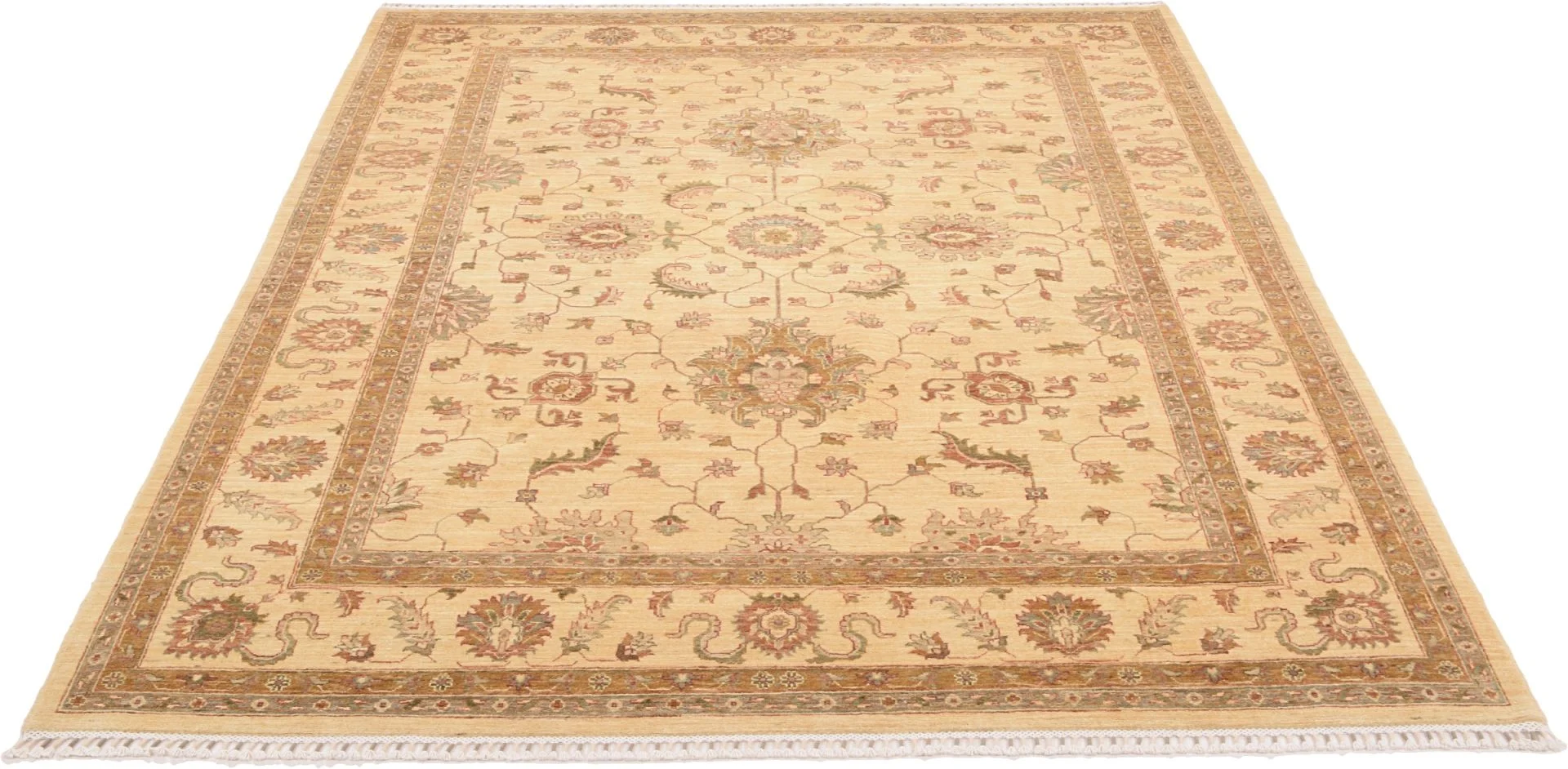 Hand-Knotted Wool Samarkand Afghan Rug, 213 × 273 cm