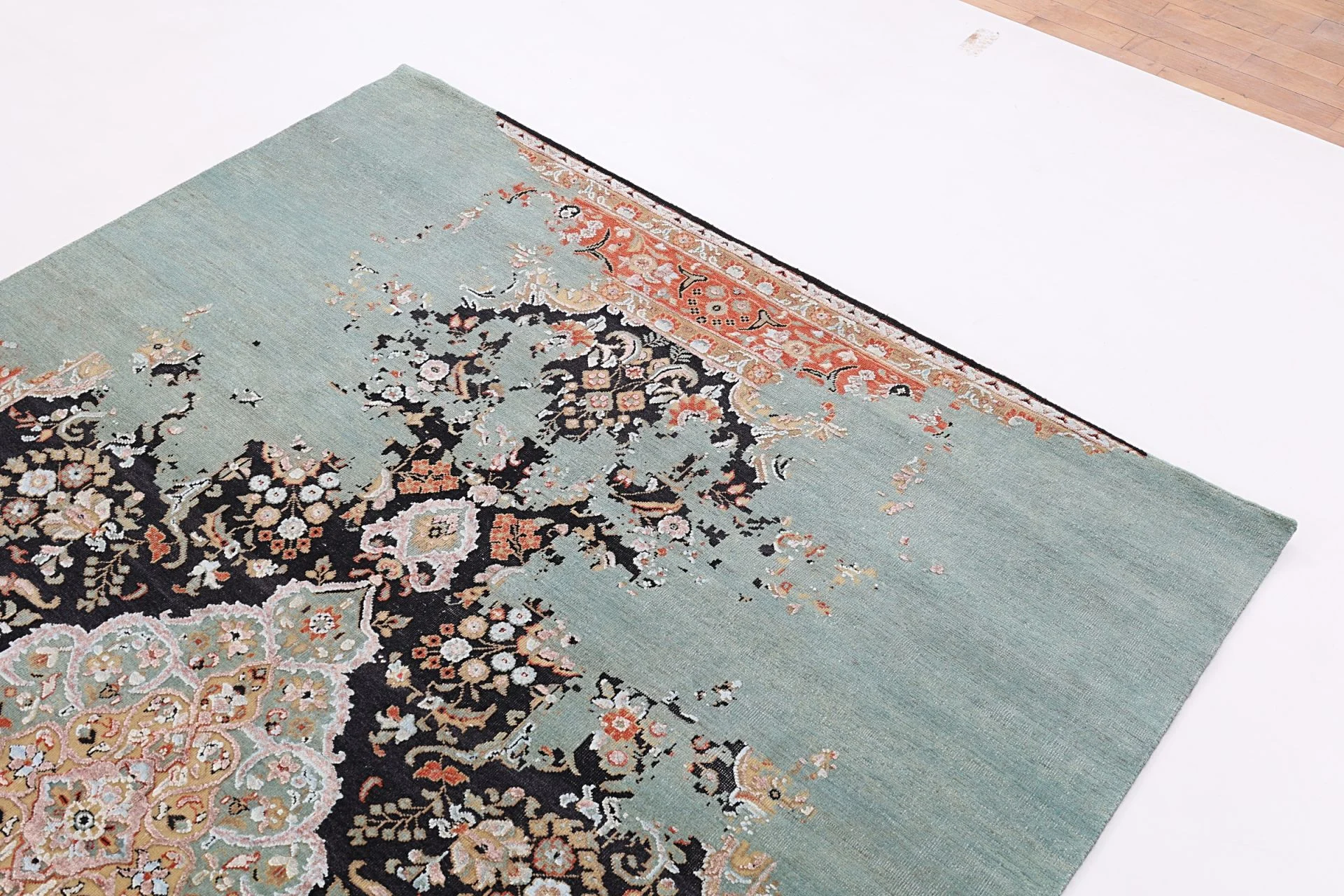 Hand-Knotted Wool & Silk Indian Rug, 184 × 274 cm