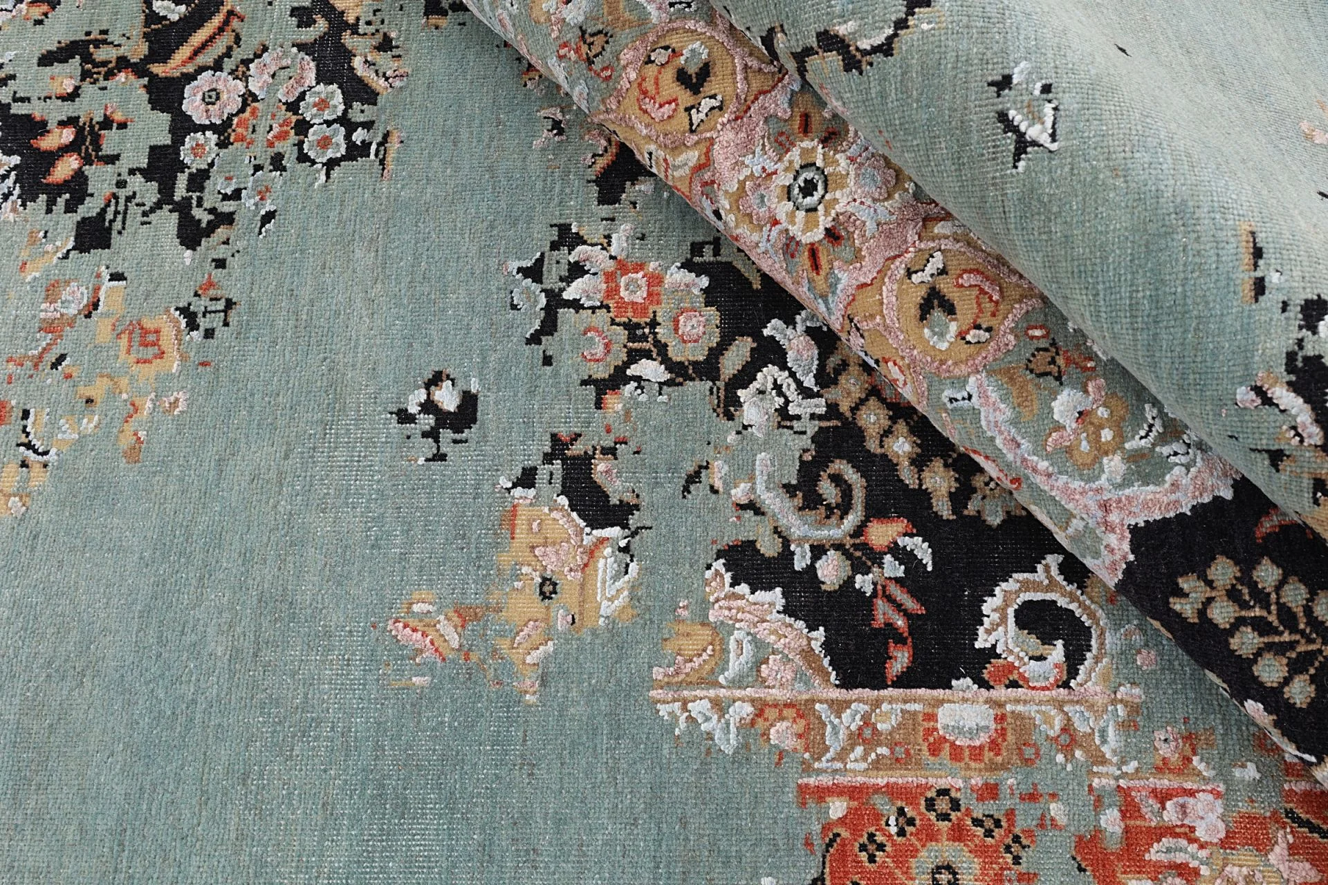 Hand-Knotted Wool & Silk Indian Rug, 184 × 274 cm