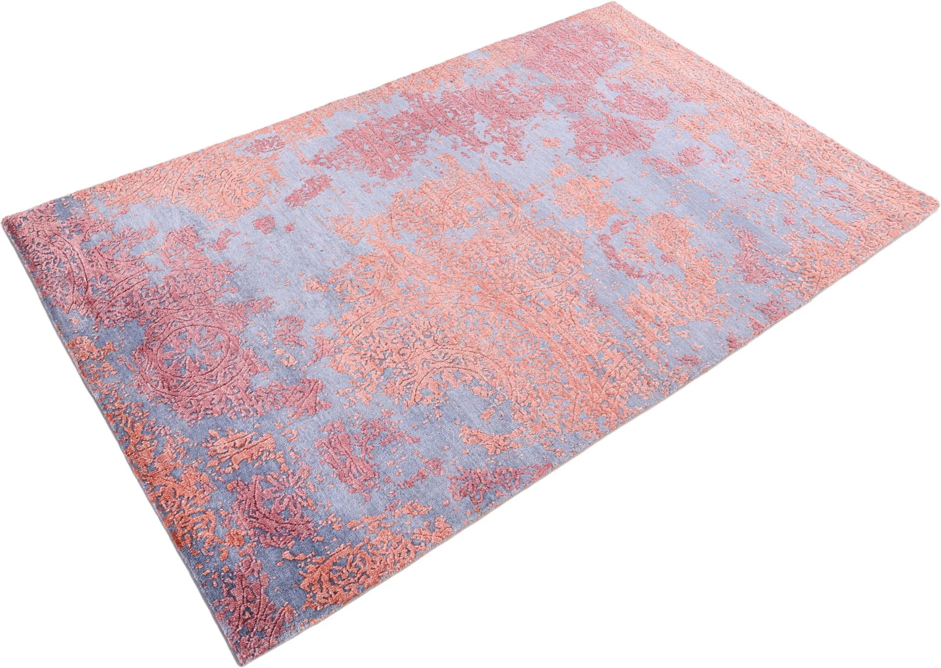 Hand-Knotted Wool & Silk Indian Rug, 116 × 179 cm