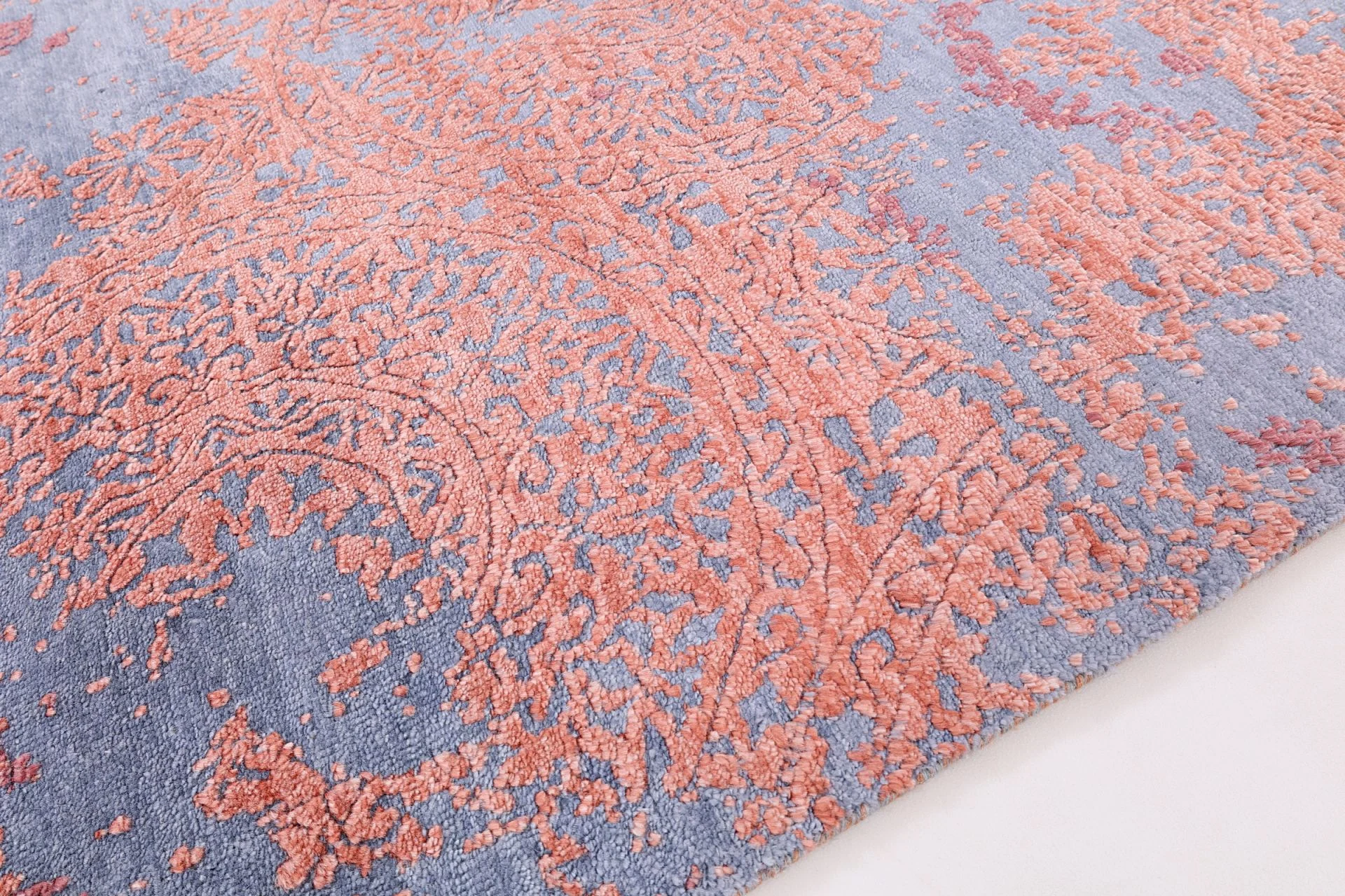 Hand-Knotted Wool & Silk Indian Rug, 116 × 179 cm