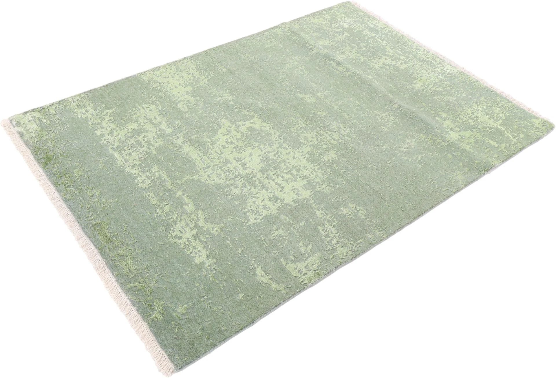 Hand-Knotted Wool & Silk Indian Rug, 123 × 178 cm