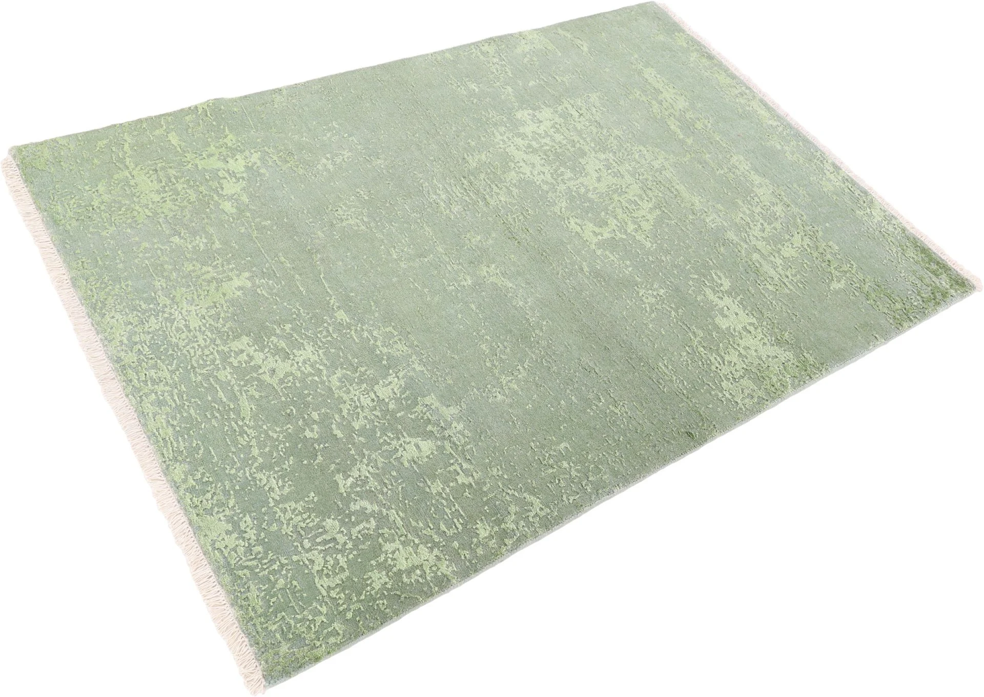 Hand-Knotted Wool & Silk Indian Rug, 123 × 178 cm