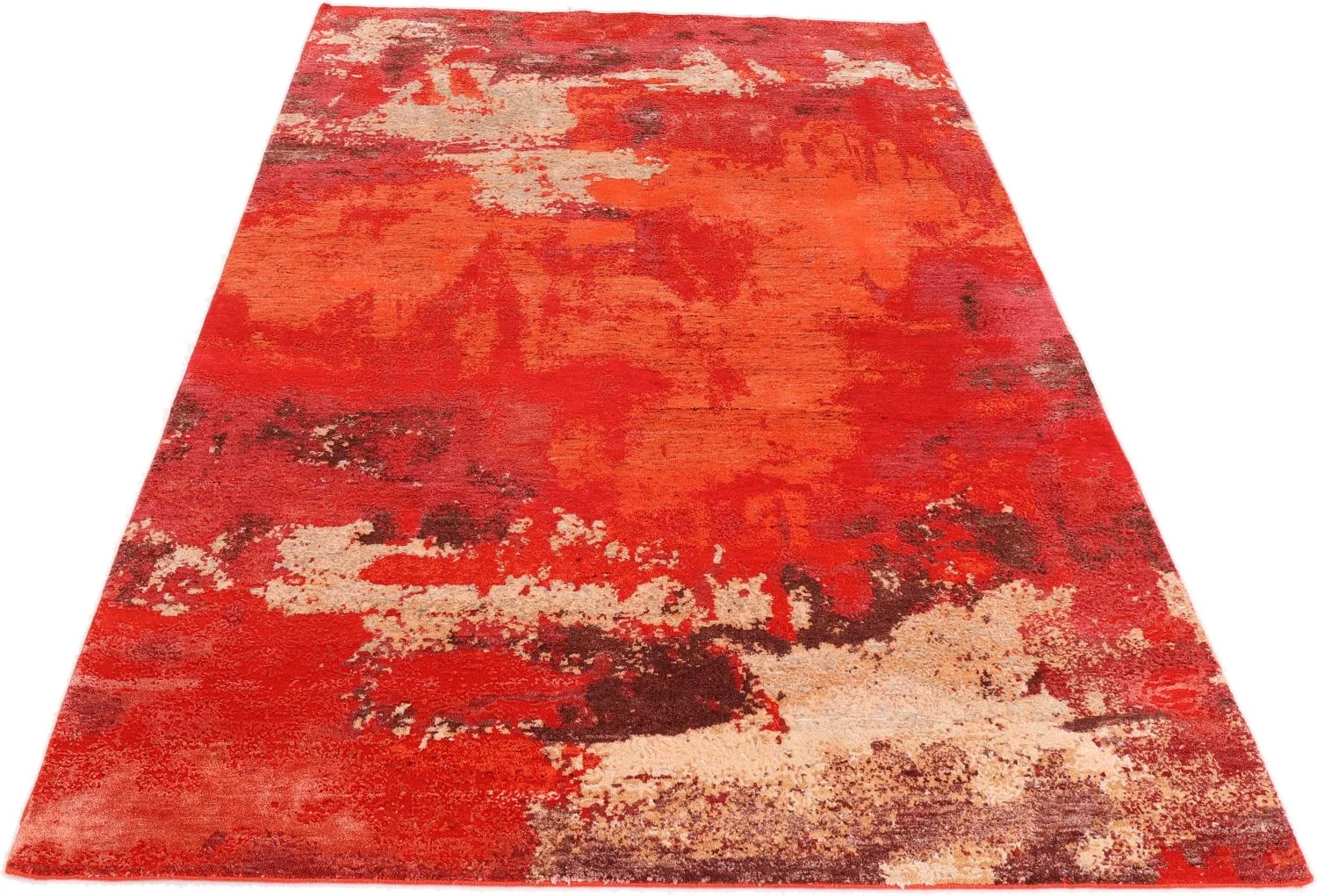 Hand-Knotted Wool & Silk Indian Rug, 167 × 248 cm