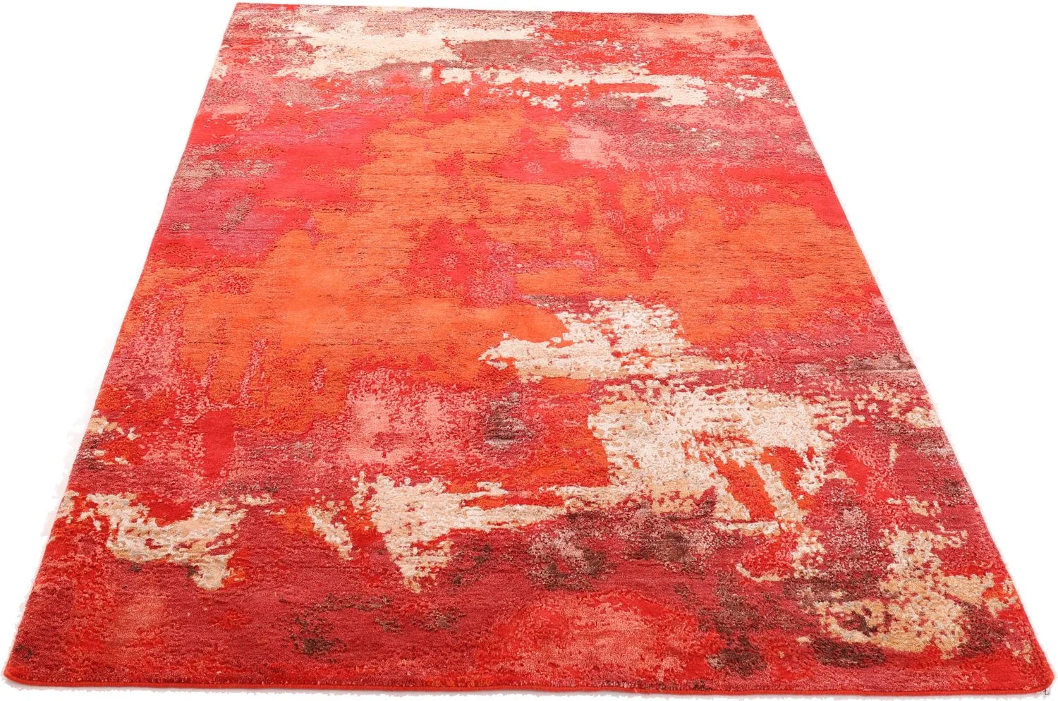 Hand-Knotted Wool & Silk Indian Rug, 167 × 248 cm