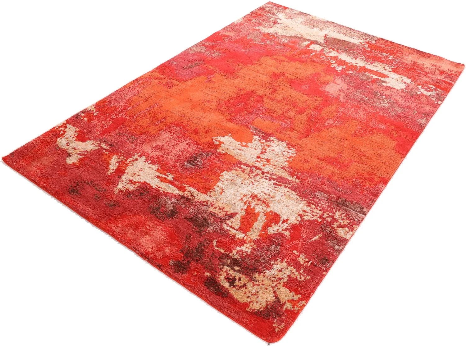 Hand-Knotted Wool & Silk Indian Rug, 167 × 248 cm