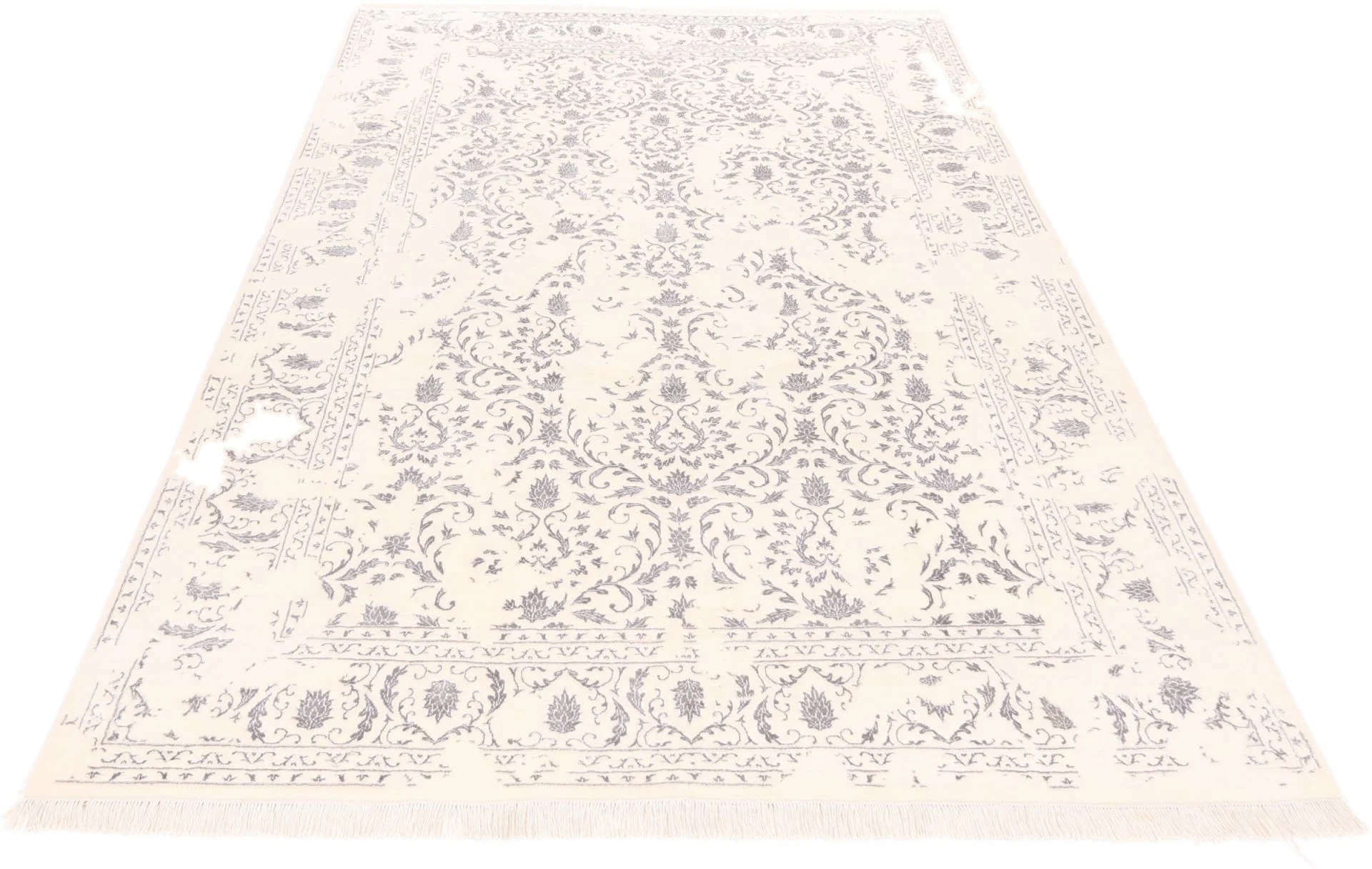 Hand-Knotted Wool & Silk Indian Rug, 199 × 298 cm