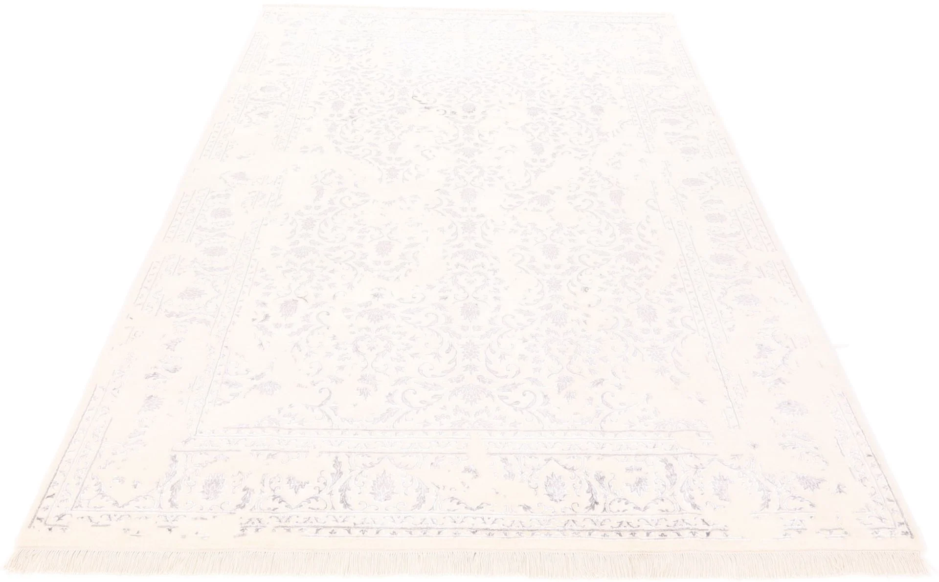 Hand-Knotted Wool & Silk Indian Rug, 199 × 298 cm