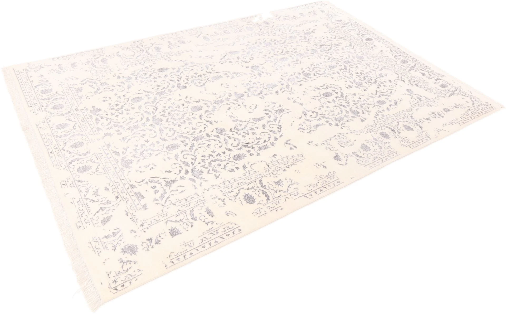 Hand-Knotted Wool & Silk Indian Rug, 199 × 298 cm