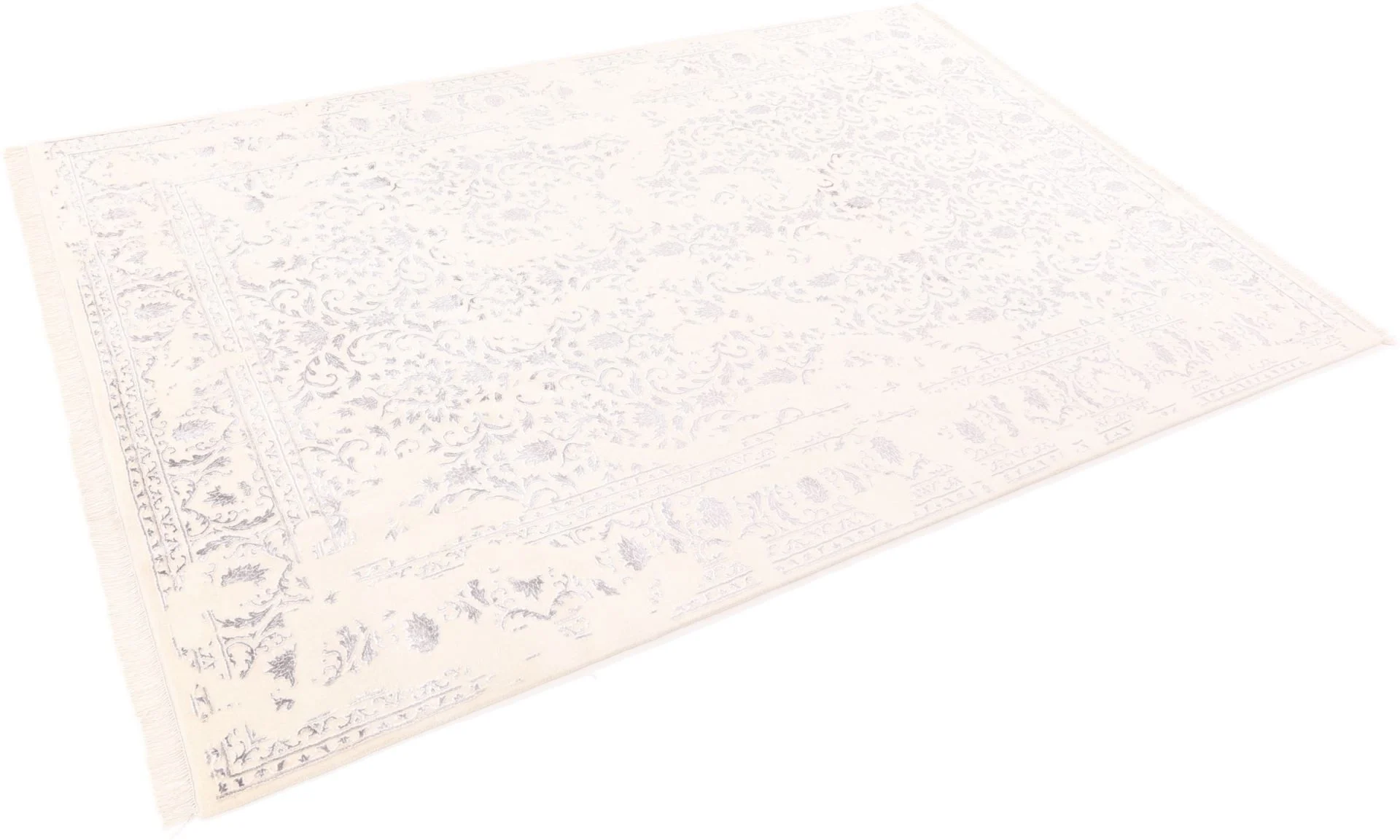Hand-Knotted Wool & Silk Indian Rug, 199 × 298 cm