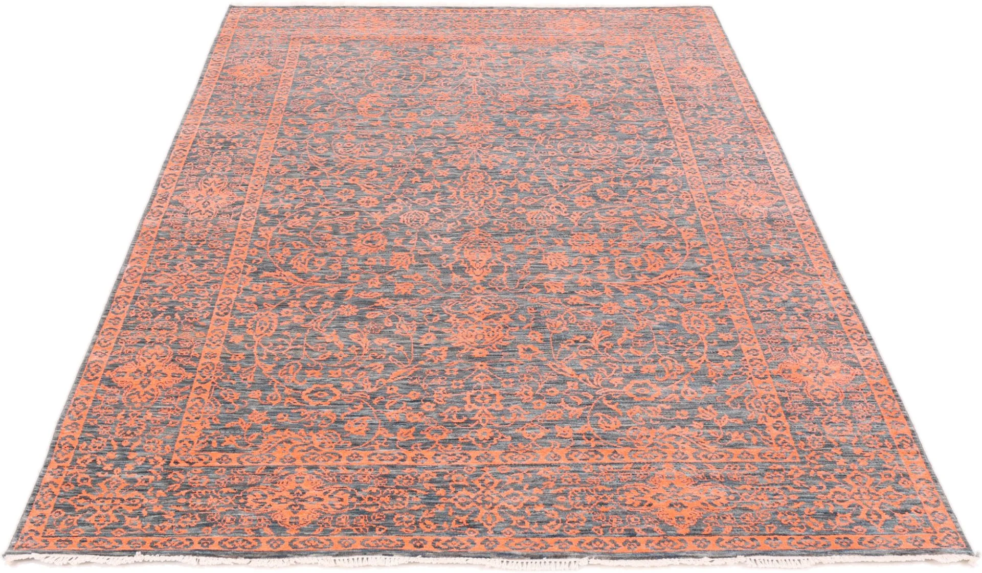 Hand-Knotted Wool & Silk Indian Rug, 185 × 280 cm