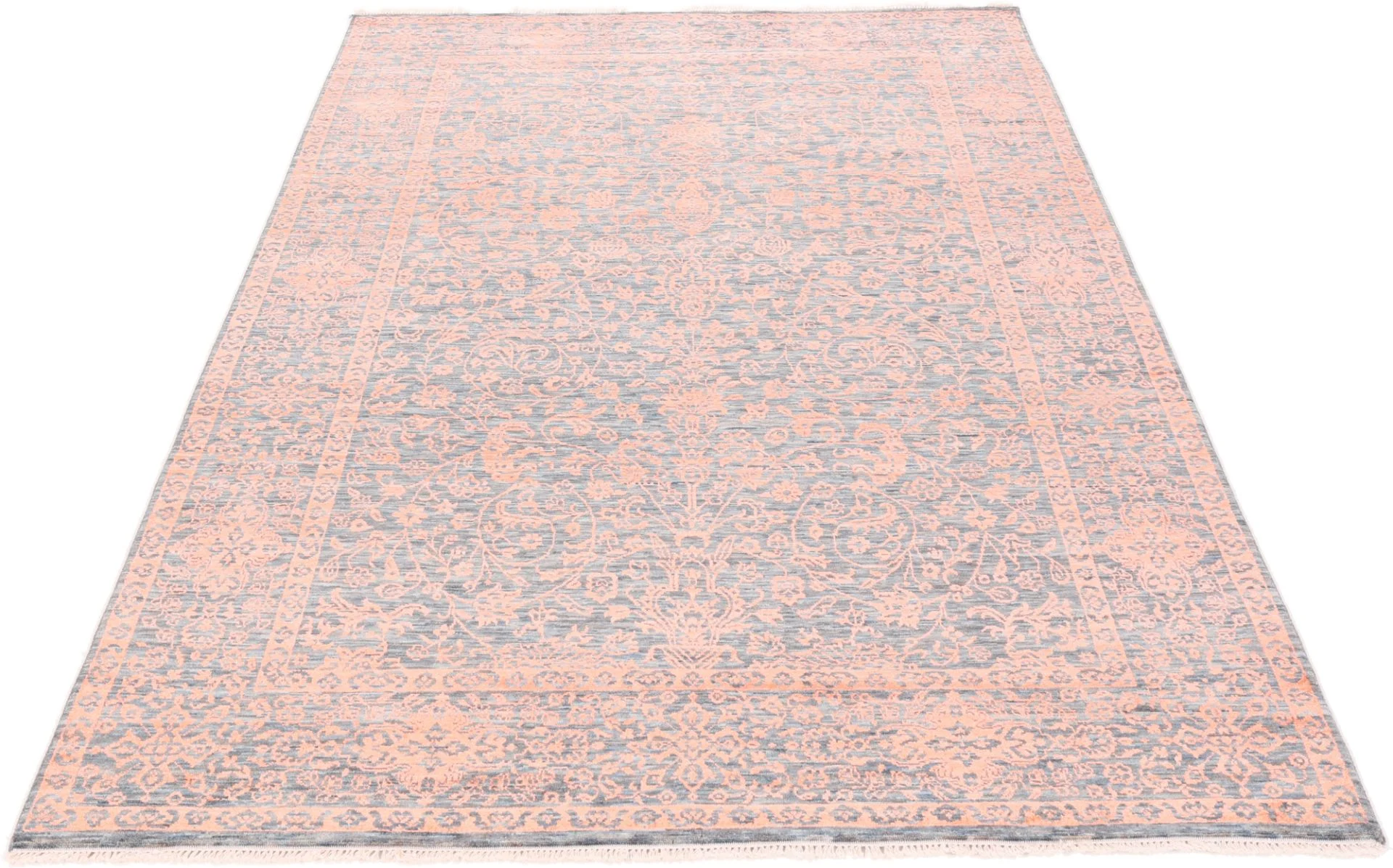 Hand-Knotted Wool & Silk Indian Rug, 185 × 280 cm