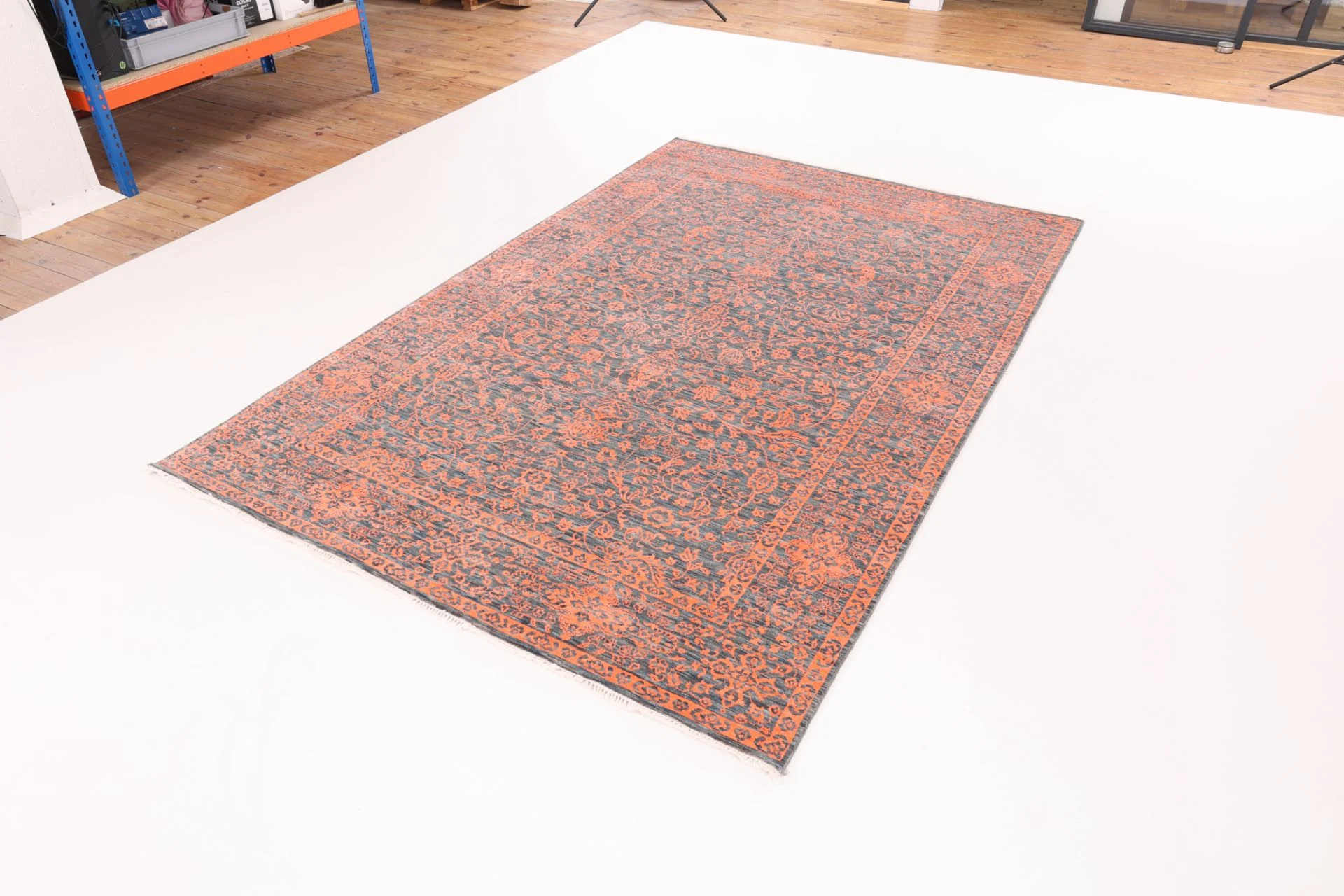 Hand-Knotted Wool & Silk Indian Rug, 185 × 280 cm