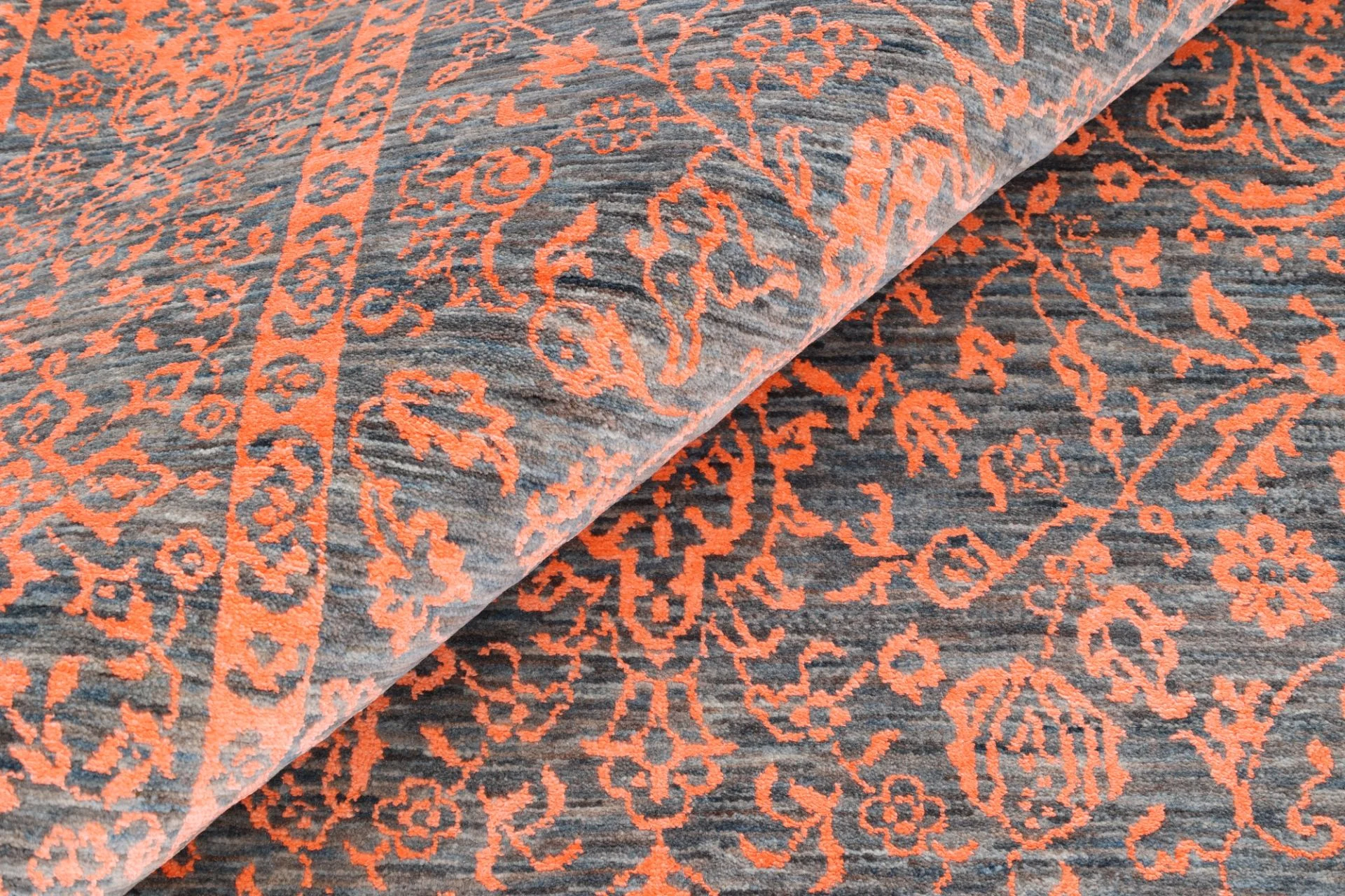 Hand-Knotted Wool & Silk Indian Rug, 185 × 280 cm