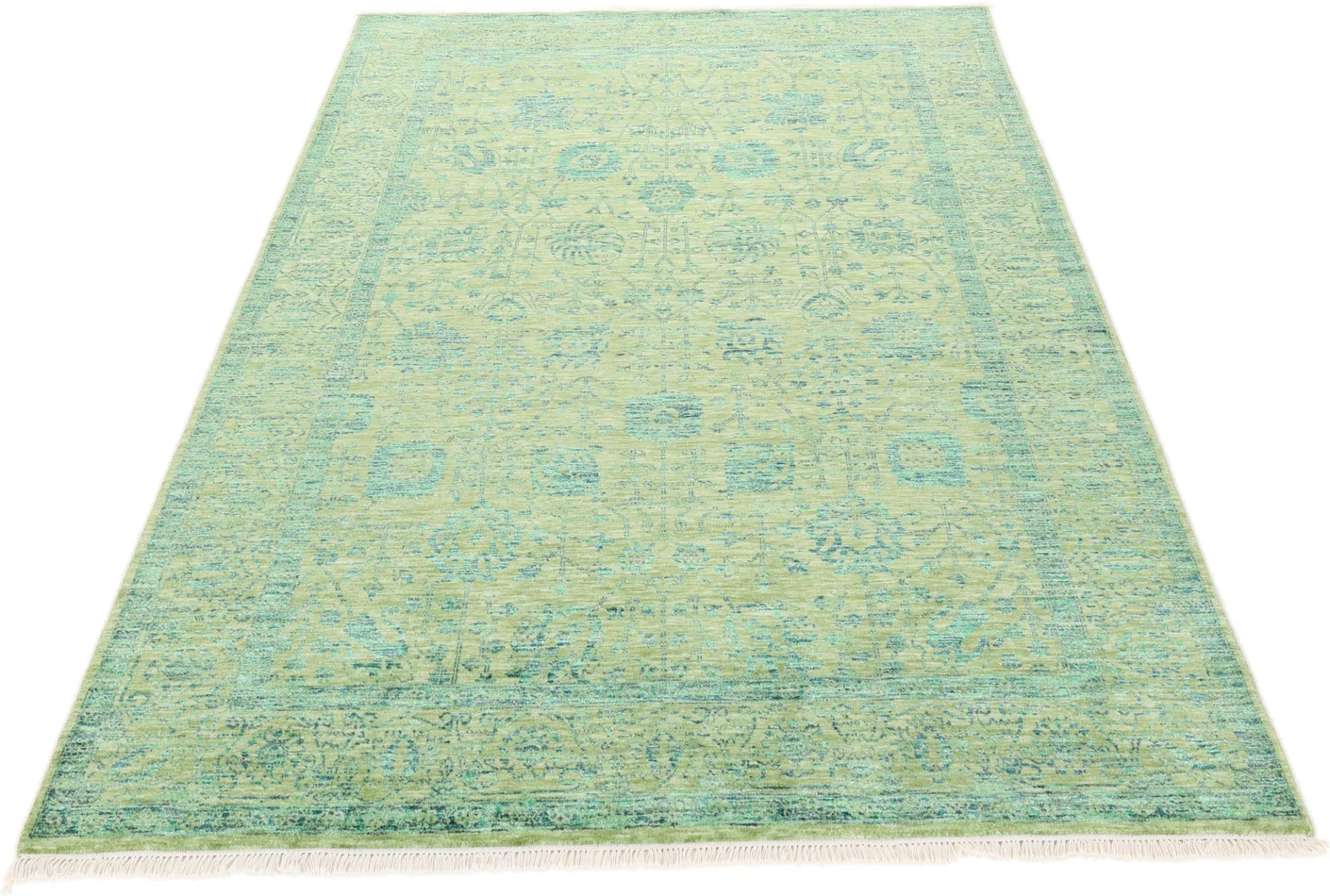 Hand-Knotted Wool & Silk Indian Rug, 180 × 283 cm