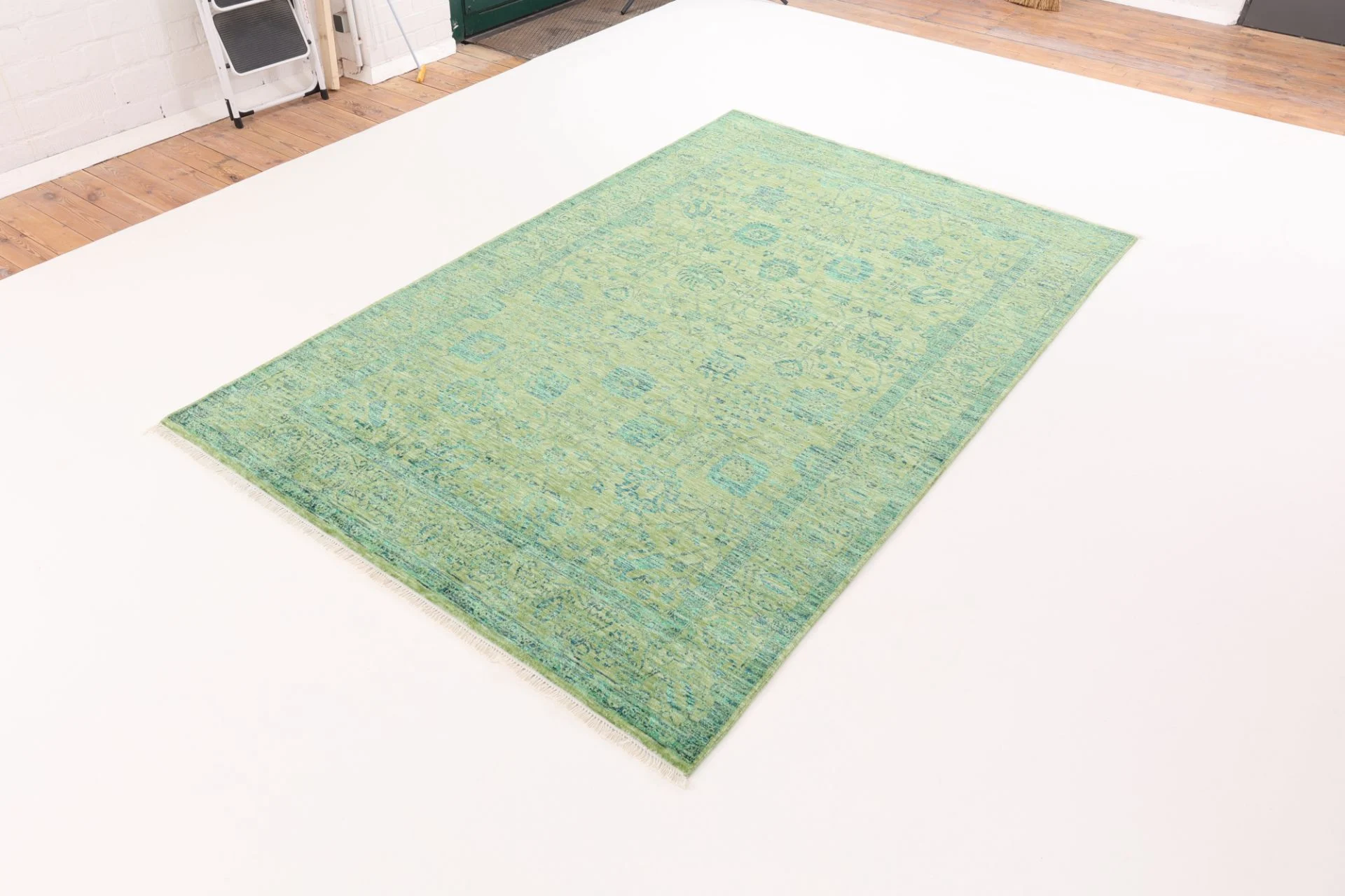 Hand-Knotted Wool & Silk Indian Rug, 180 × 283 cm
