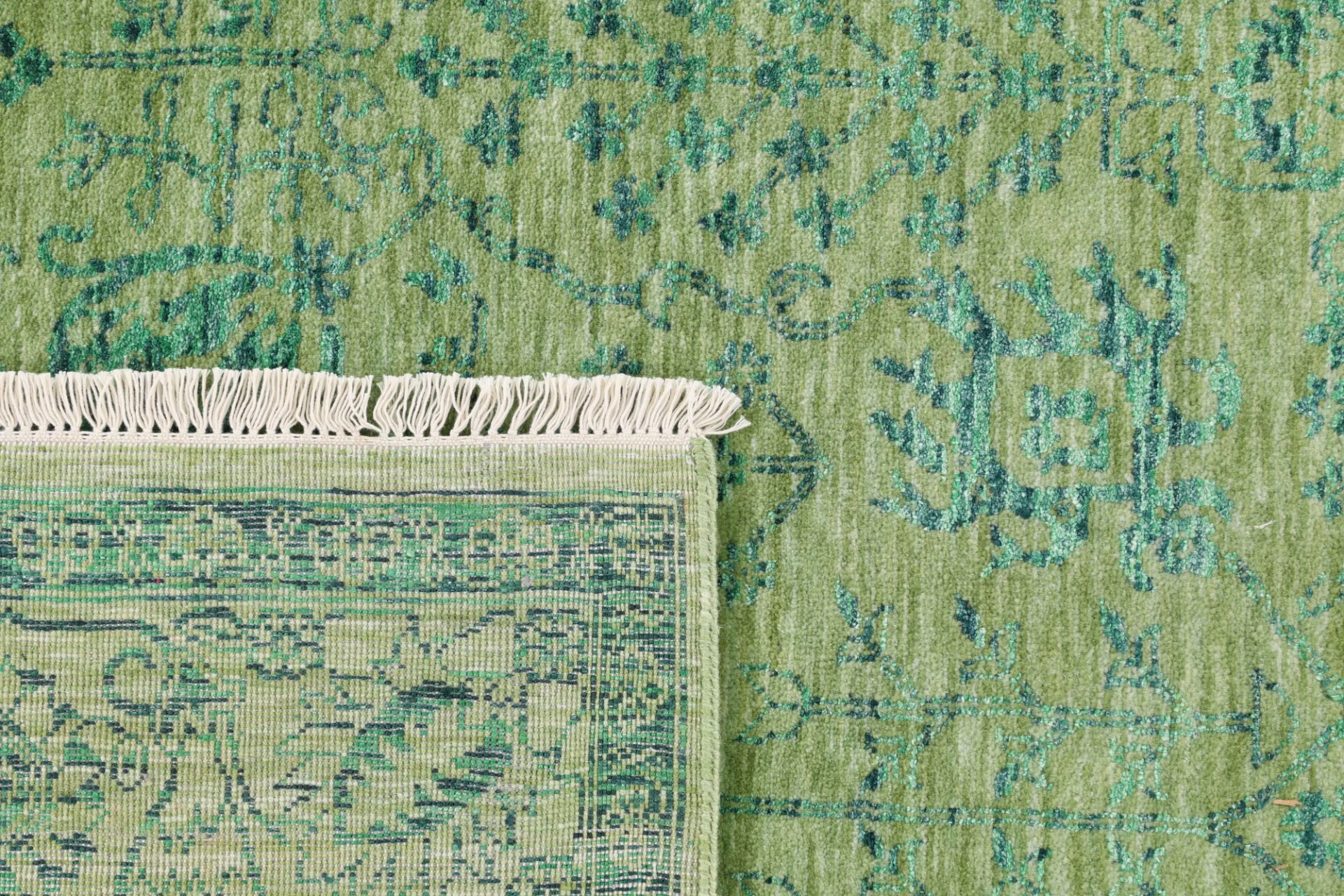 Hand-Knotted Wool & Silk Indian Rug, 180 × 283 cm