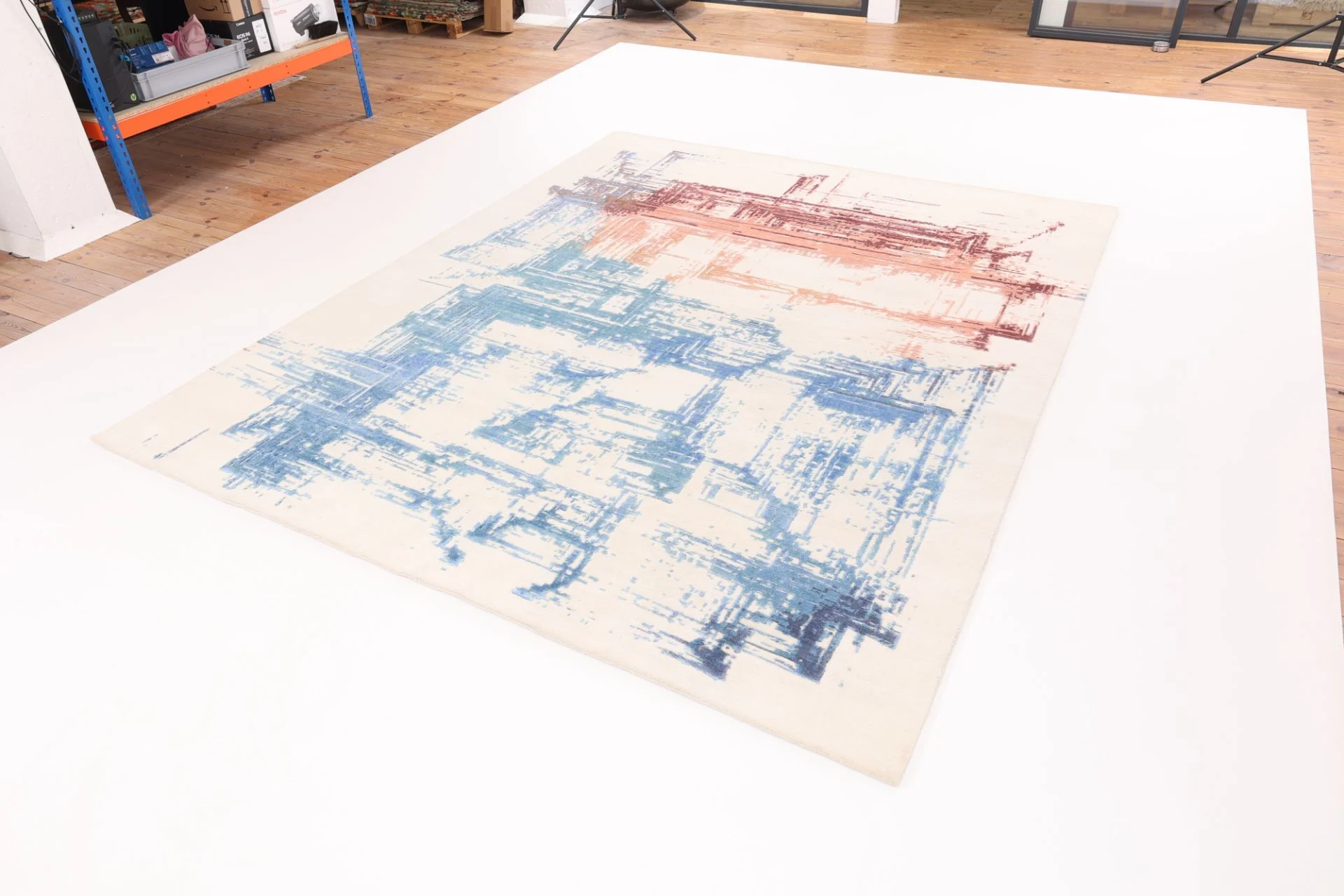 Indian Rug — hand-knotted, 248 × 301 cm, Wool & Silk
