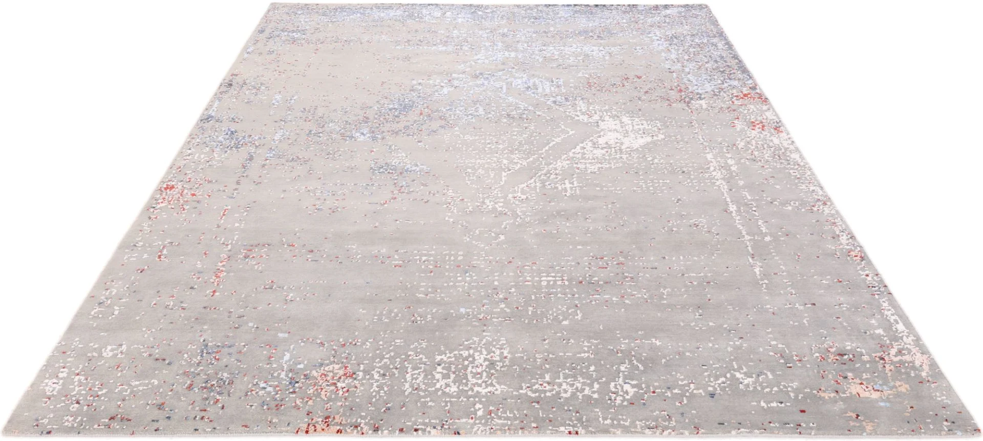 Hand-Knotted Wool & Silk Indian Rug, 252 × 304 cm