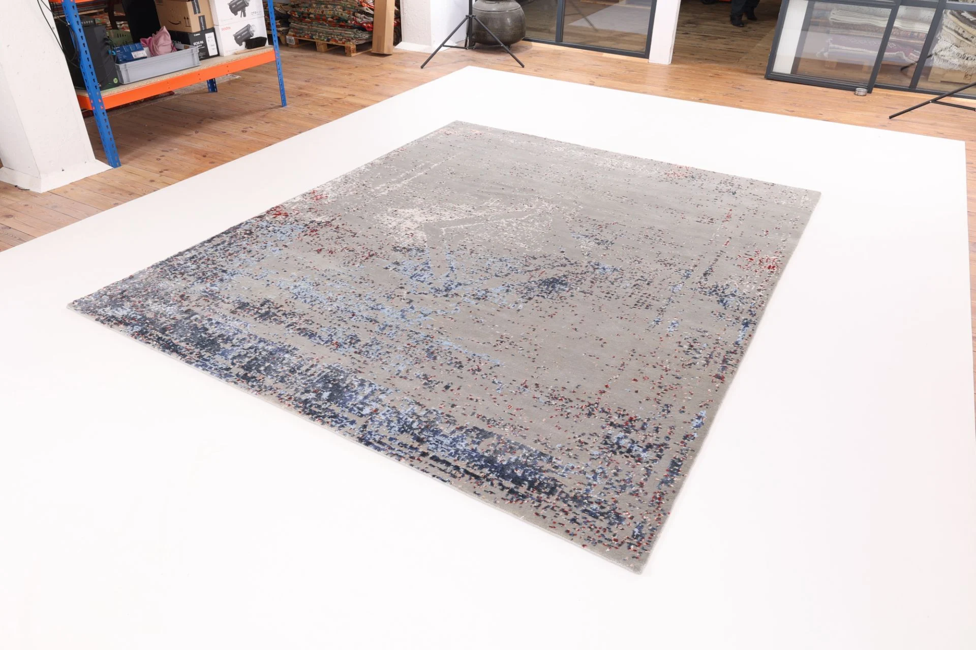 Hand-Knotted Wool & Silk Indian Rug, 252 × 304 cm