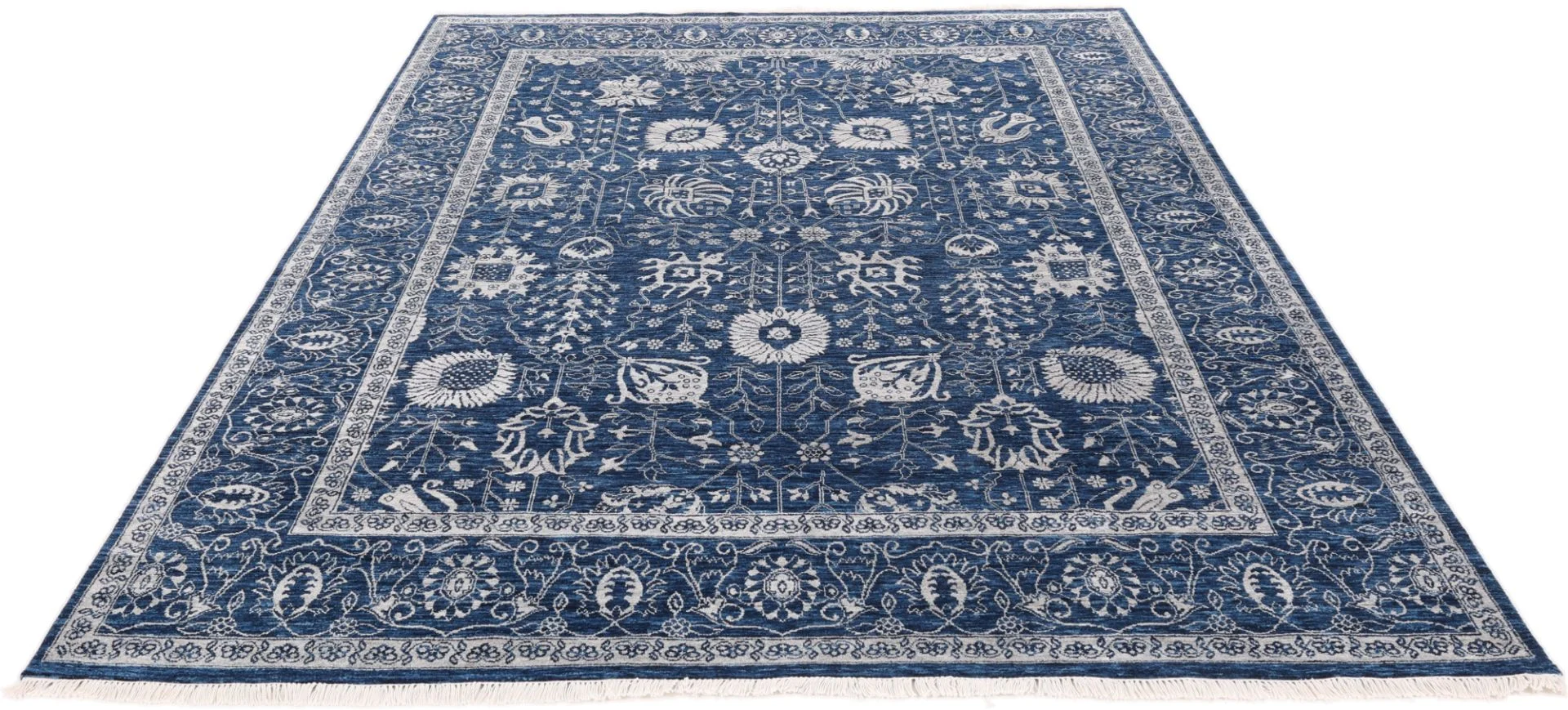 Indian Rug — hand-knotted, 243 × 310 cm, Wool & Silk