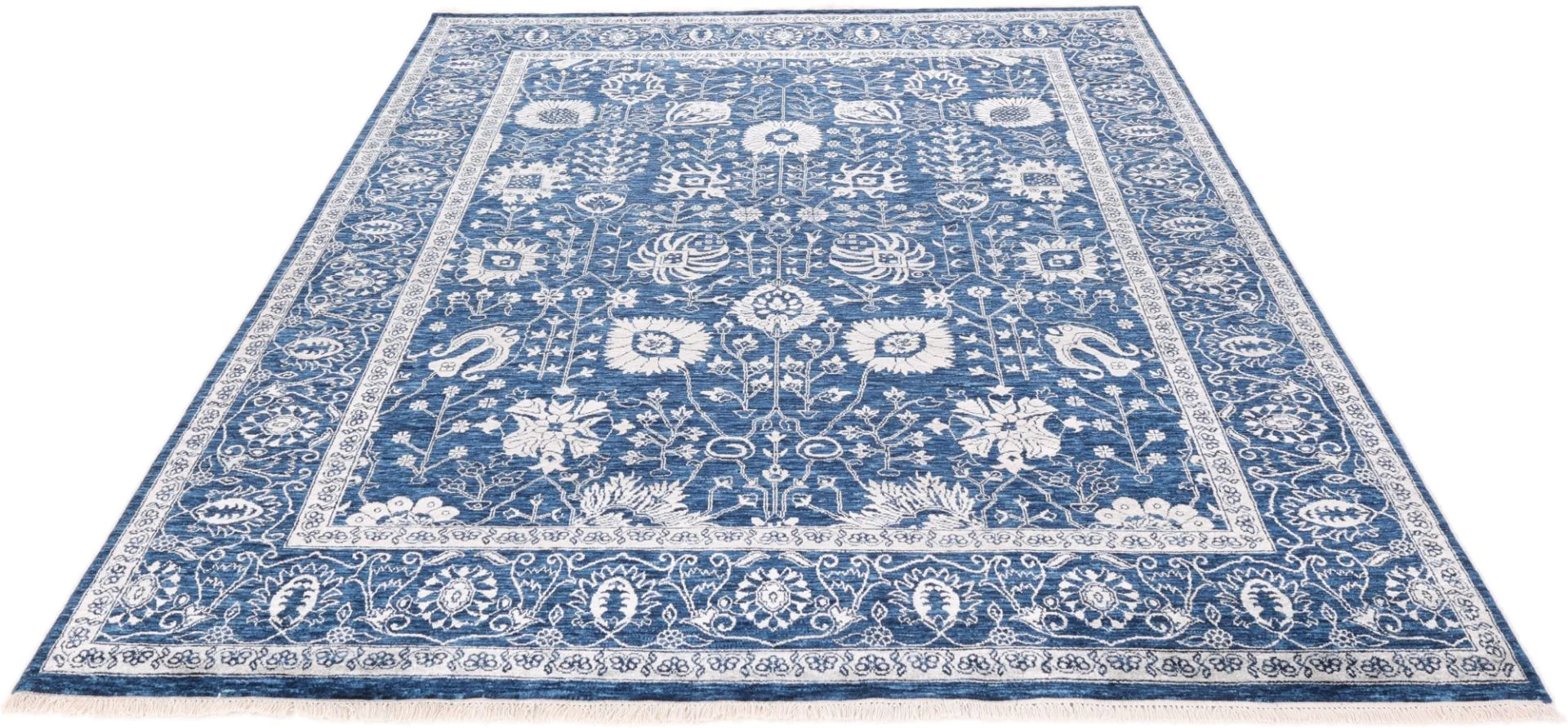 Indian Rug — hand-knotted, 243 × 310 cm, Wool & Silk