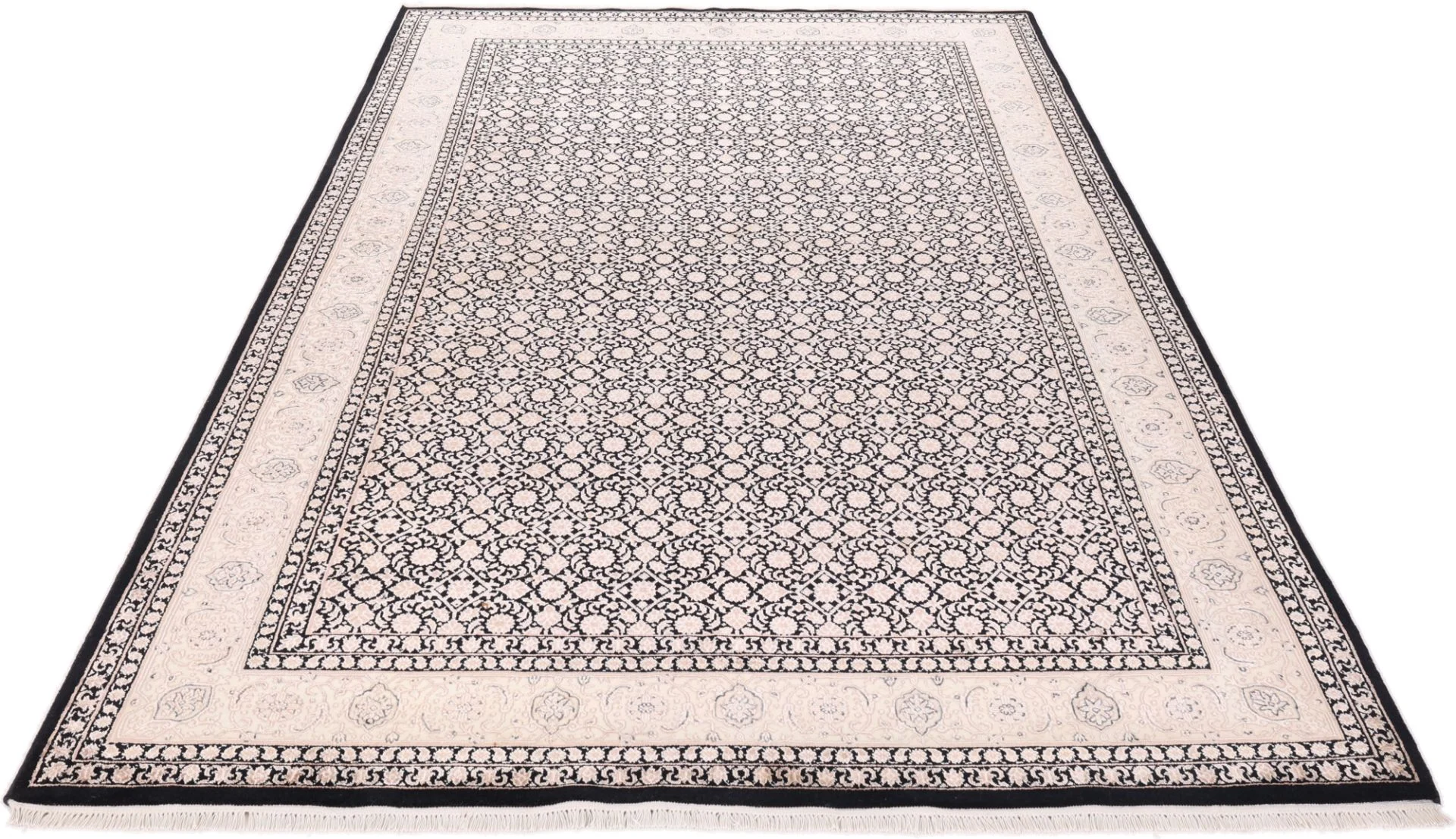 Indian Rug 302 × 198 cm, Wool & Silk, hand-knotted