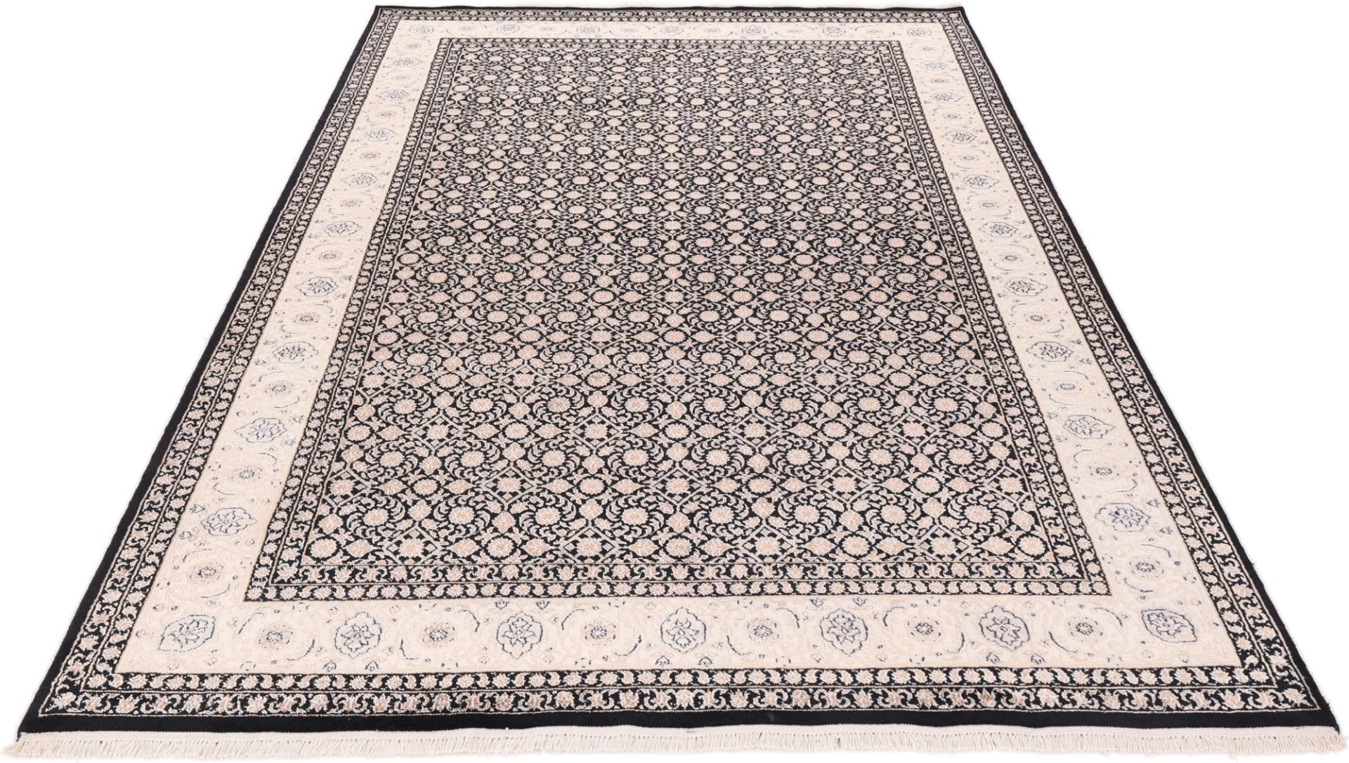 Indian Rug — hand-knotted, 298 × 199 cm, Wool & Silk
