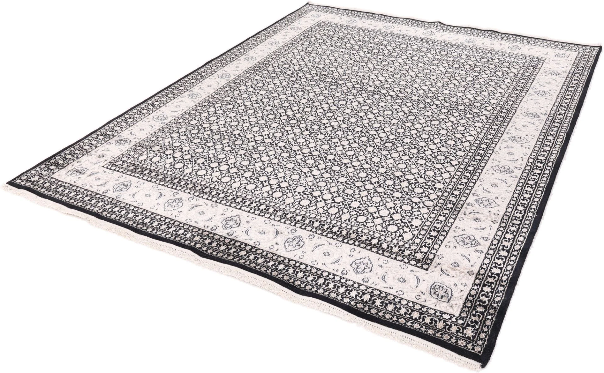 Hand-Knotted Wool & Silk Indian Rug, 300 × 239 cm