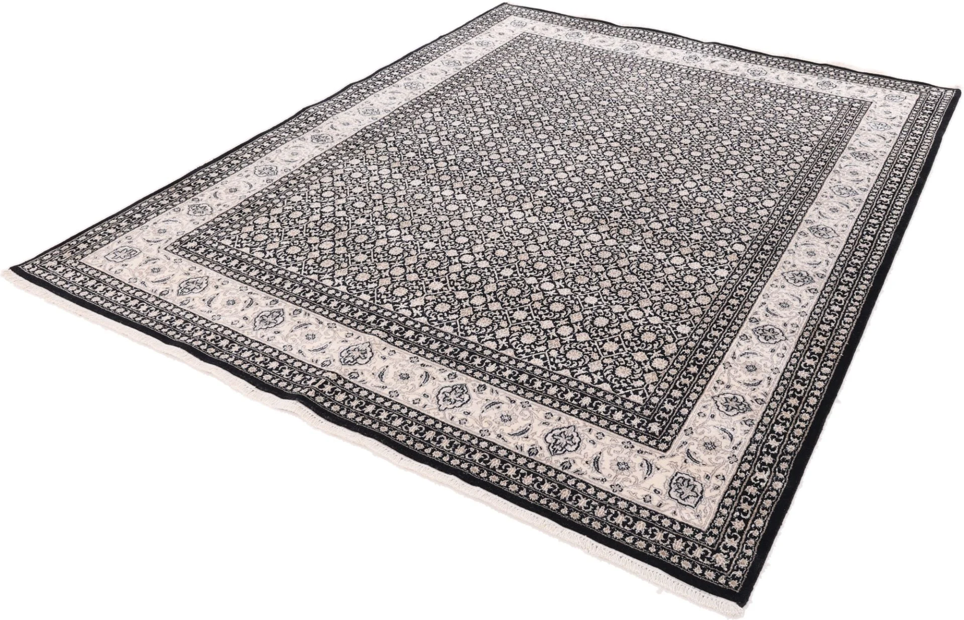 Hand-Knotted Wool & Silk Indian Rug, 300 × 239 cm
