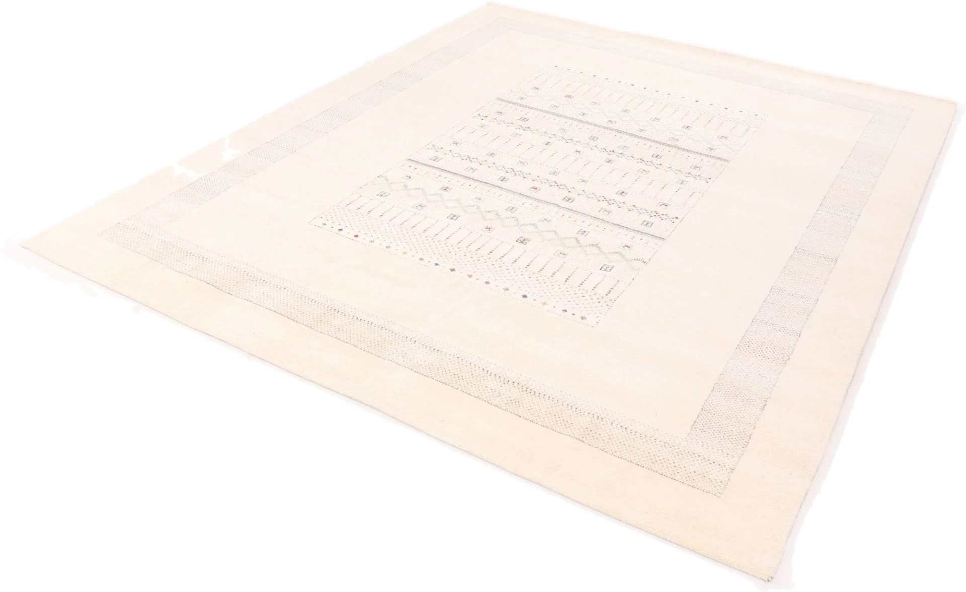Hand-Knotted Wool & Silk Loribaft Indian Rug, 296 × 245 cm