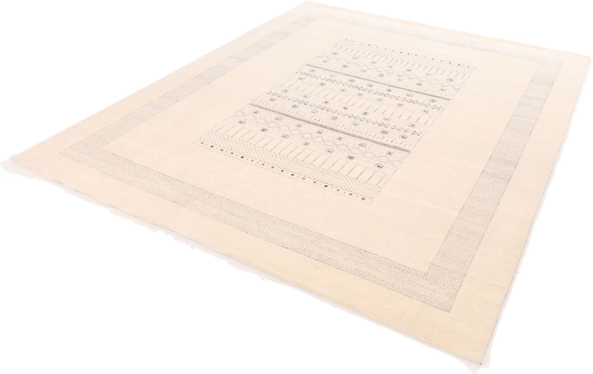 Hand-Knotted Wool & Silk Loribaft Indian Rug, 296 × 245 cm