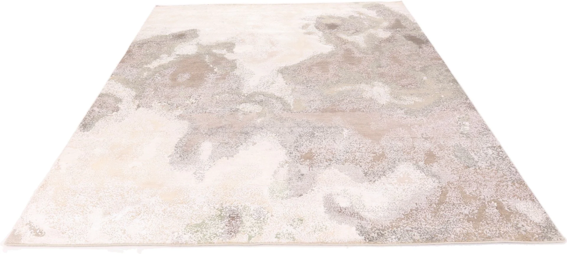 Hand-Knotted Wool & Silk Indian Rug, 304 × 251 cm
