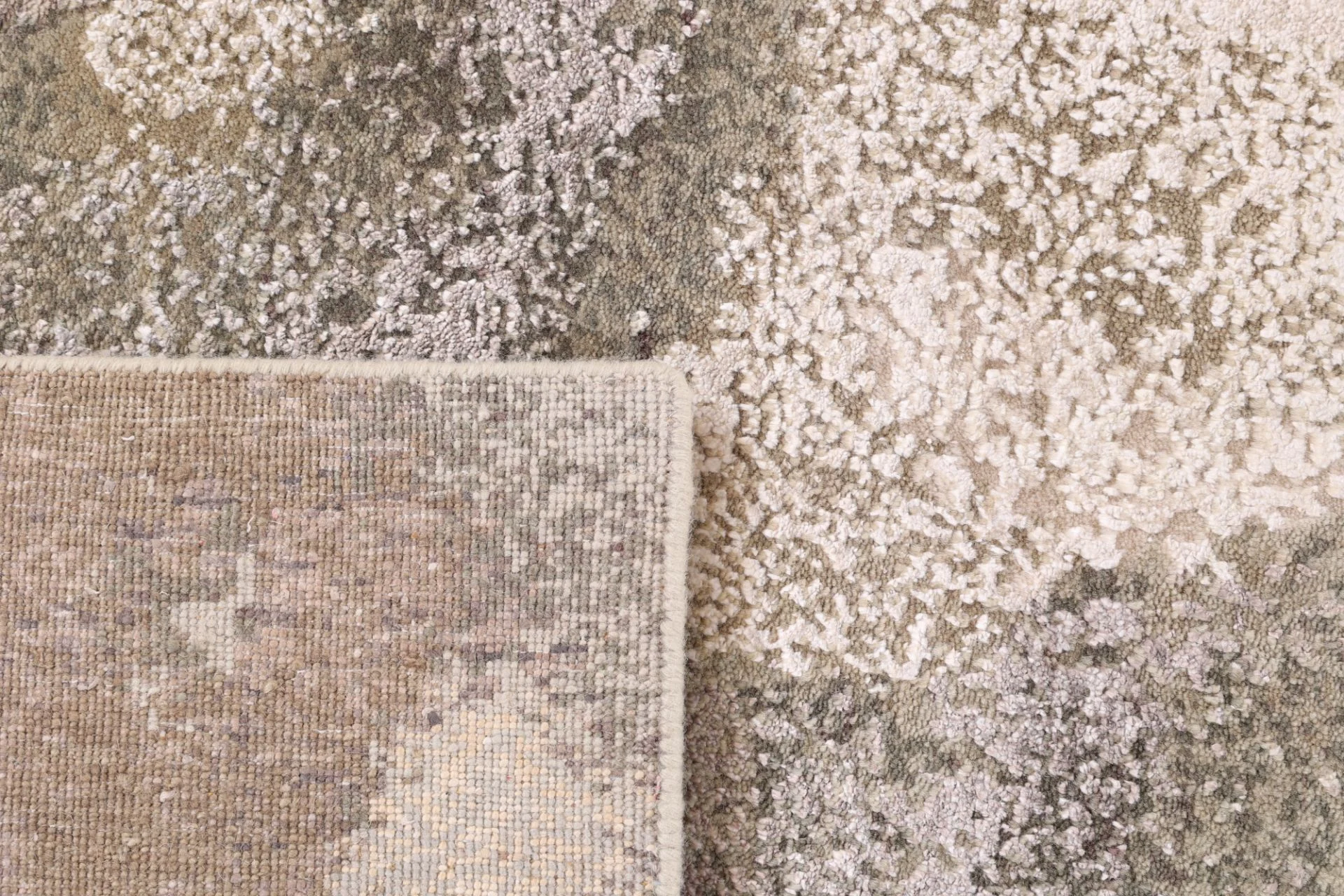 Hand-Knotted Wool & Silk Indian Rug, 304 × 251 cm