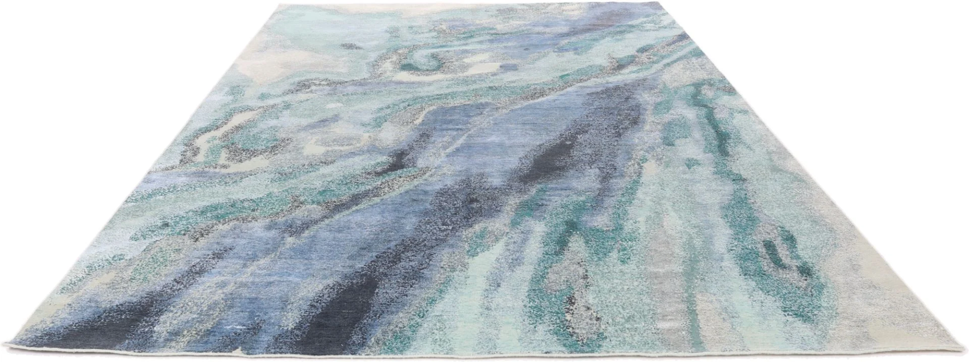 Indian Rug — hand-knotted, 384 × 293 cm, Wool & Silk