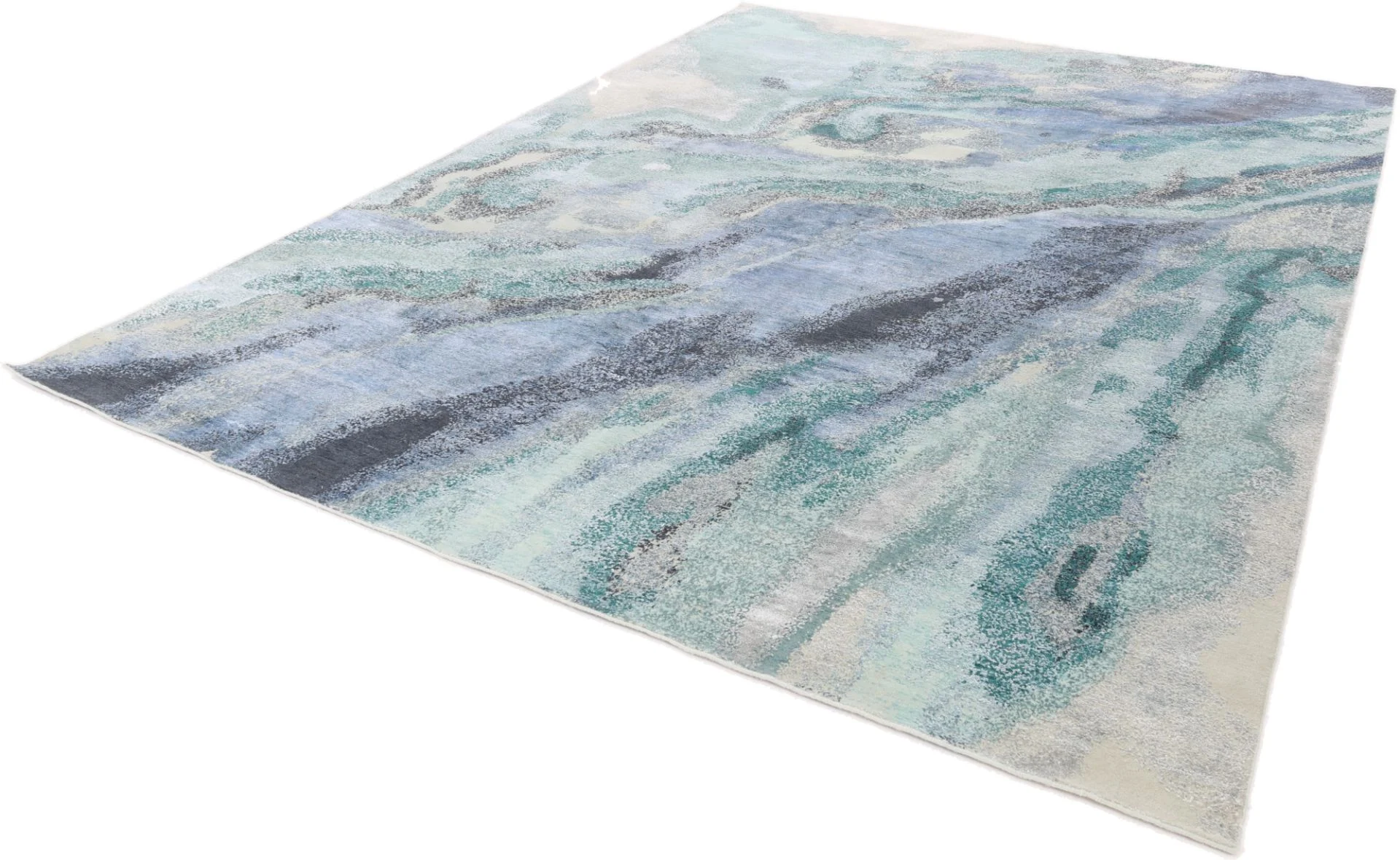 Indian Rug — hand-knotted, 384 × 293 cm, Wool & Silk