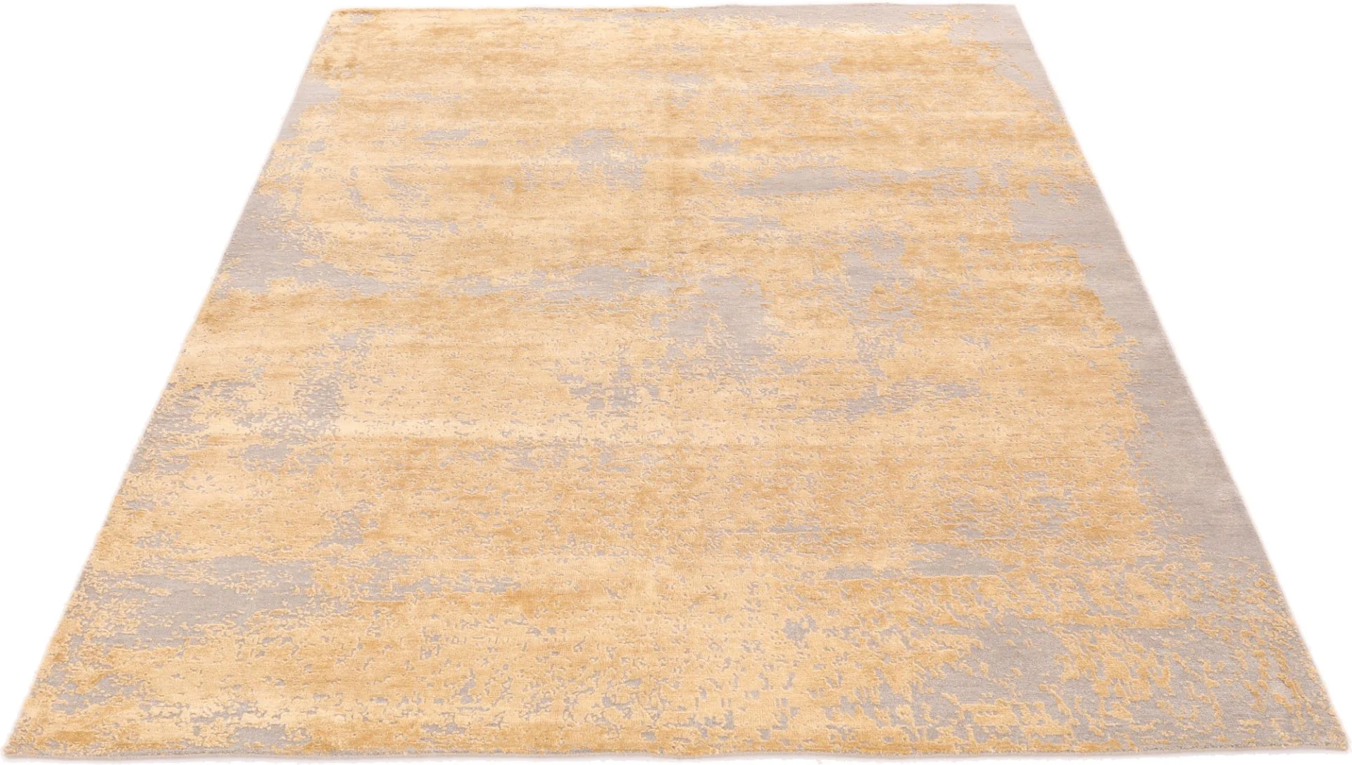 Hand-Knotted Wool & Silk Indian Rug, 242 × 178 cm