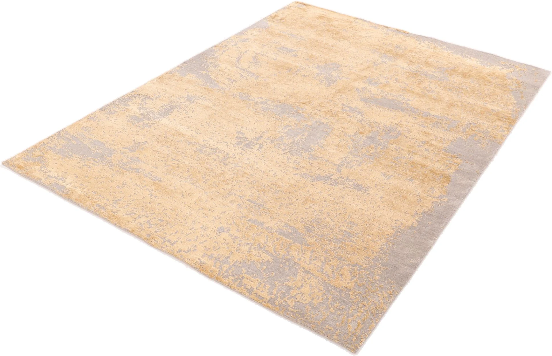 Hand-Knotted Wool & Silk Indian Rug, 242 × 178 cm
