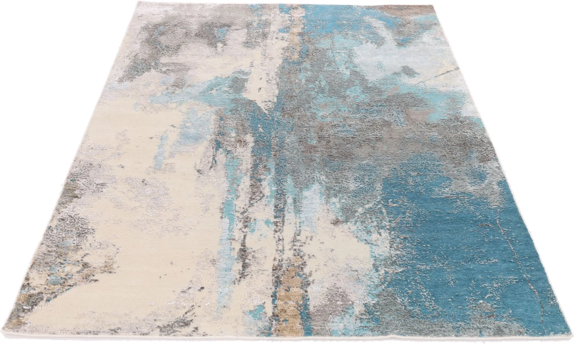 Hand-Knotted Wool & Silk Indian Rug, 244 × 171 cm