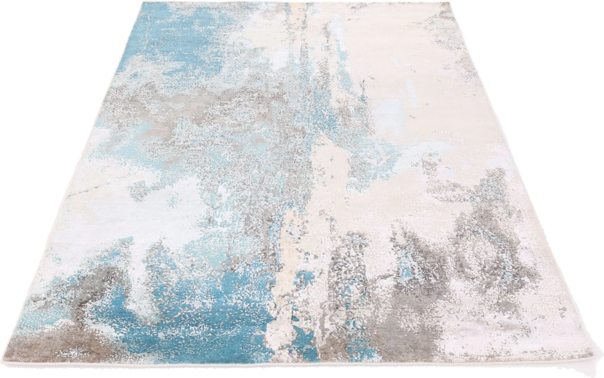 Hand-Knotted Wool & Silk Indian Rug, 244 × 171 cm