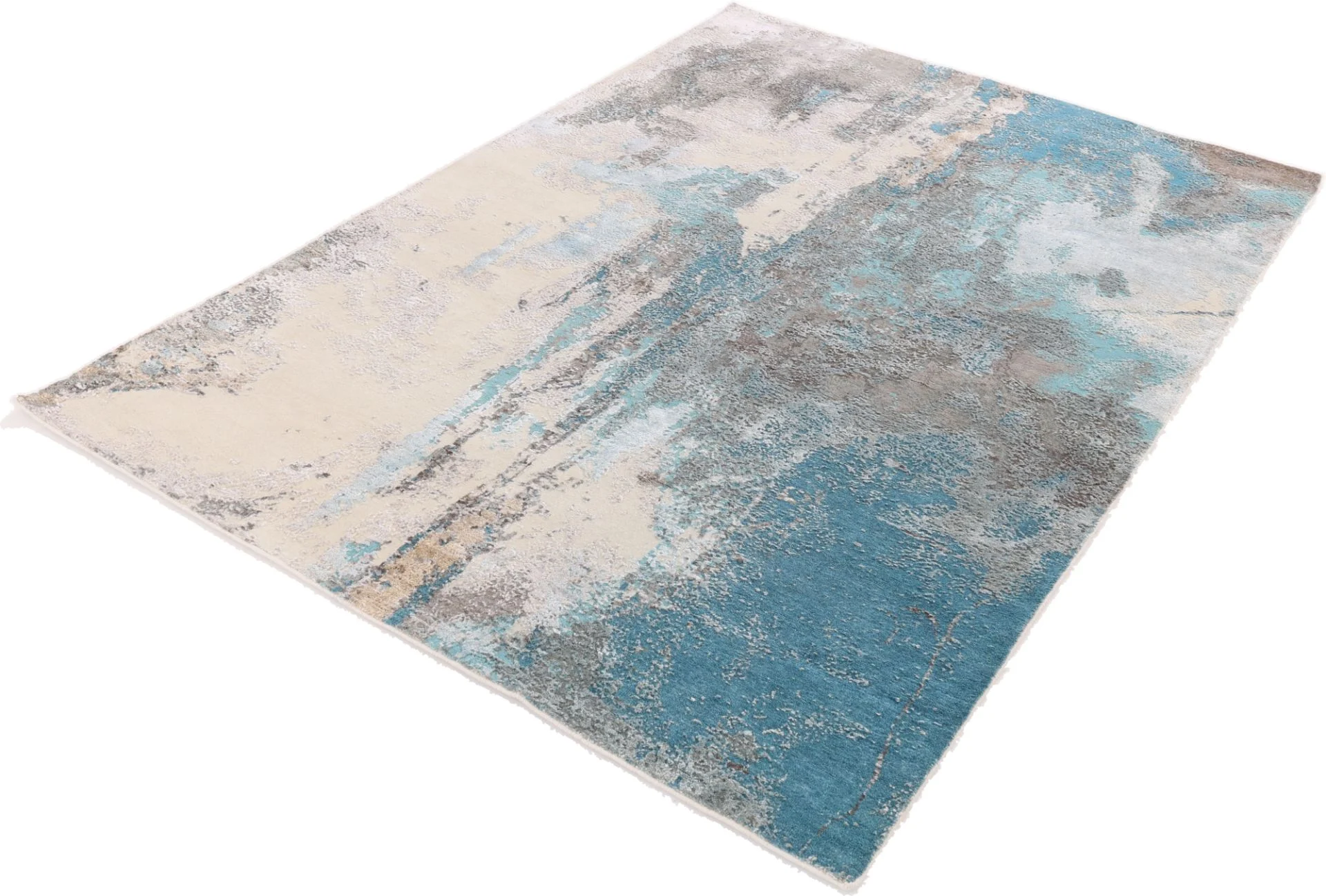 Hand-Knotted Wool & Silk Indian Rug, 244 × 171 cm