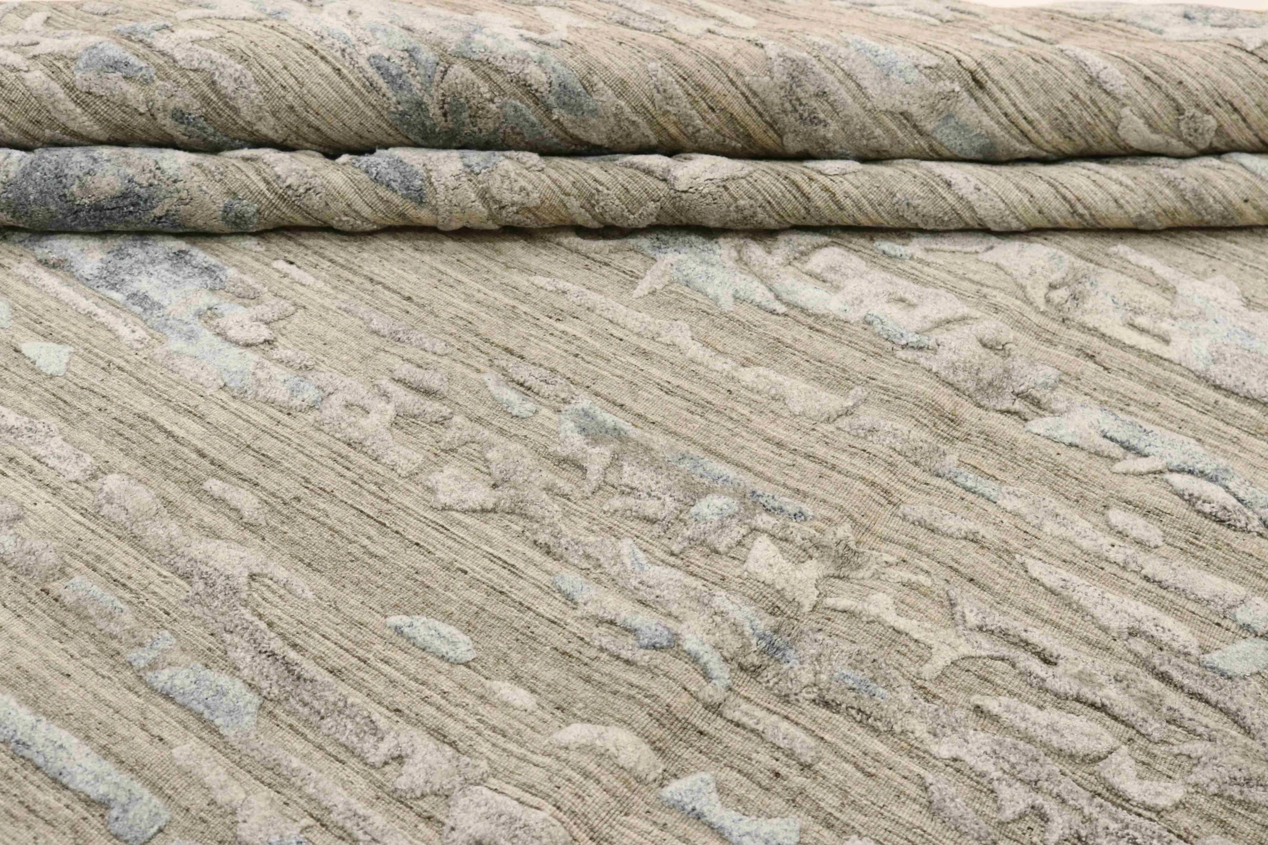 Hand-Knotted Wool & Silk Indian Rug, 312 × 250 cm