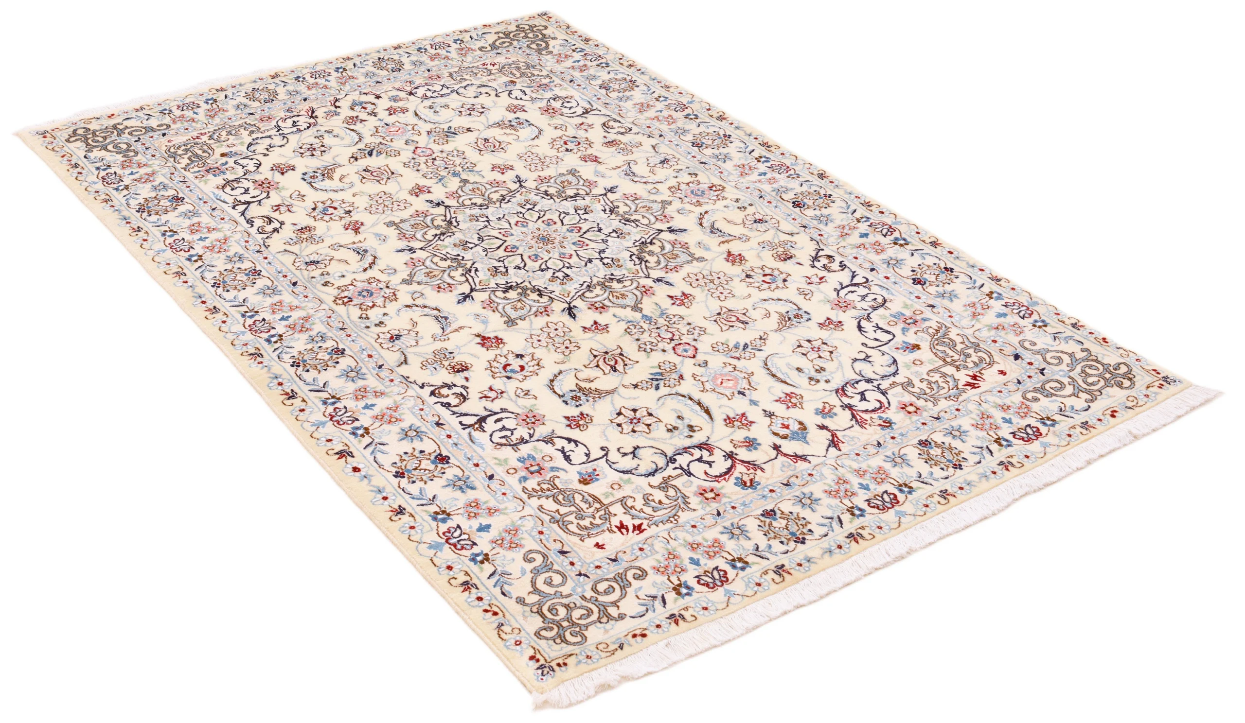Nain Persian Rug — hand-knotted, 200 × 130 cm, Wool & Silk