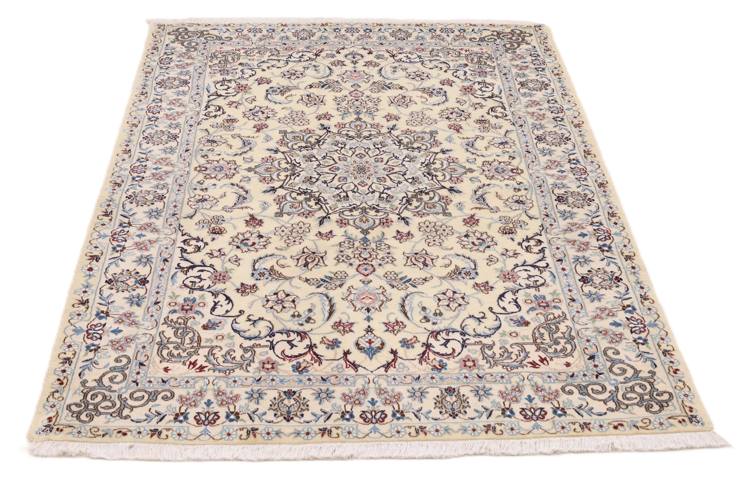 Nain Persian Rug — hand-knotted, 200 × 130 cm, Wool & Silk