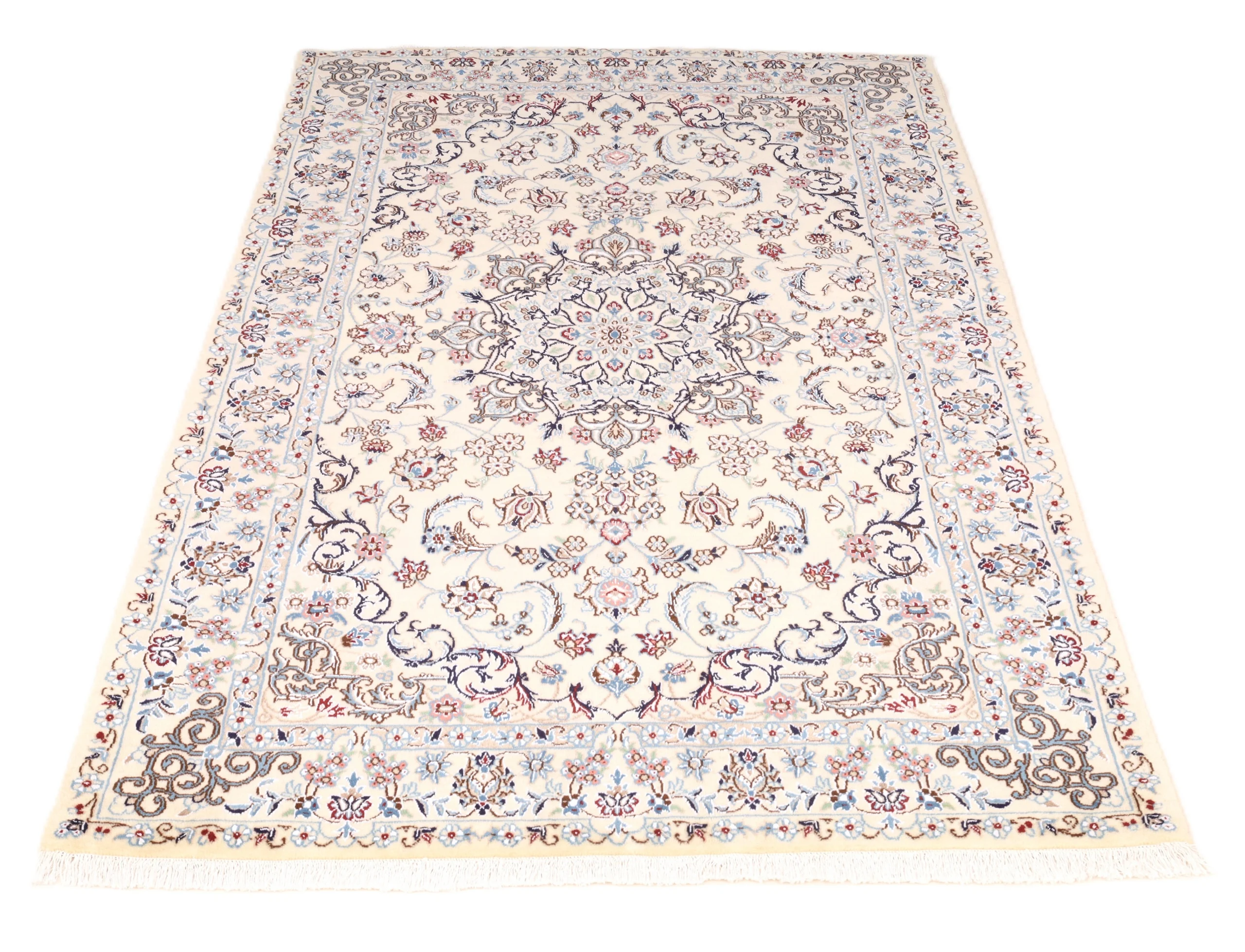Nain Persian Rug — hand-knotted, 200 × 130 cm, Wool & Silk