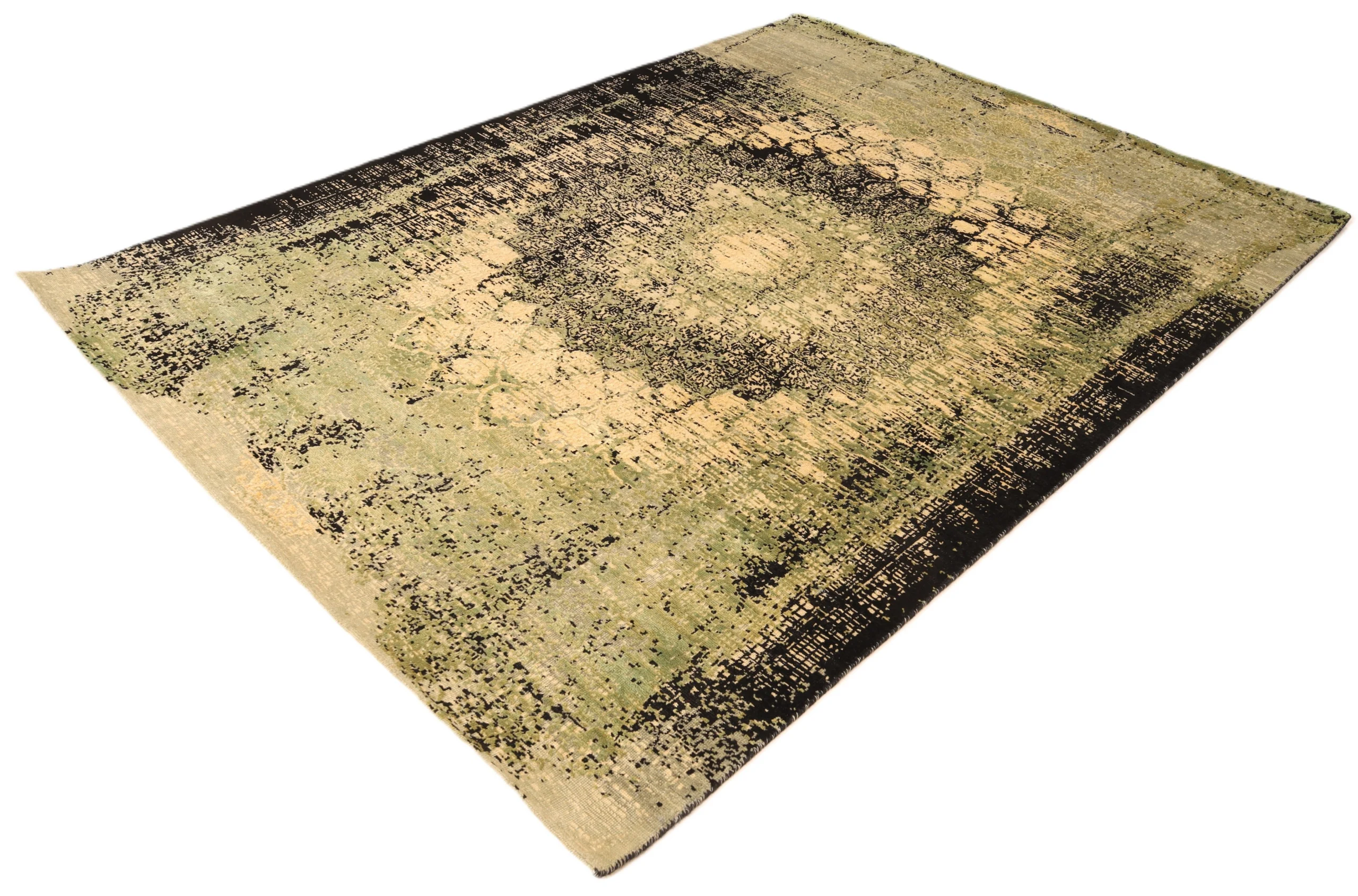 Hand-Knotted Wool & Silk Indian Rug, 237 × 175 cm