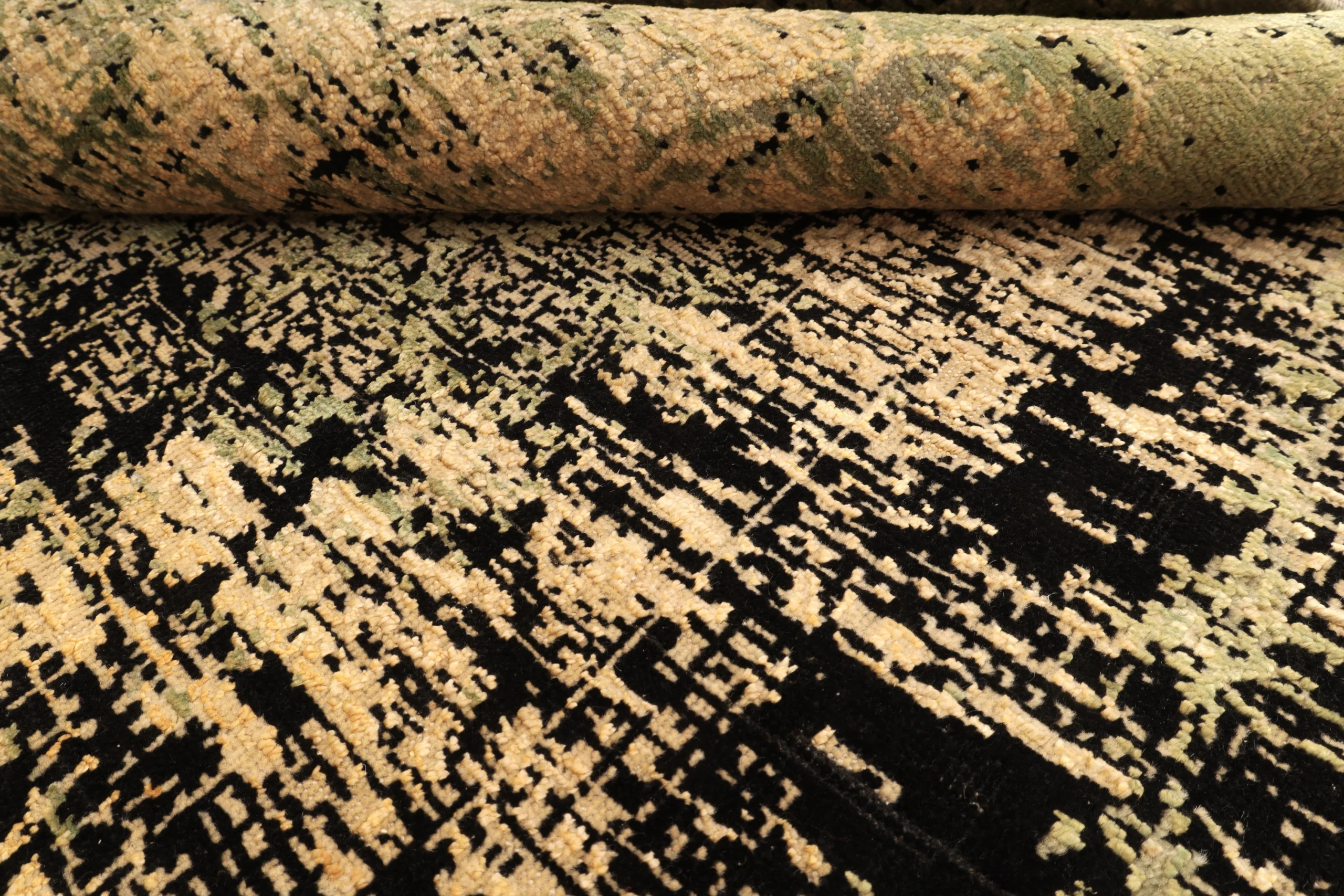 Hand-Knotted Wool & Silk Indian Rug, 237 × 175 cm