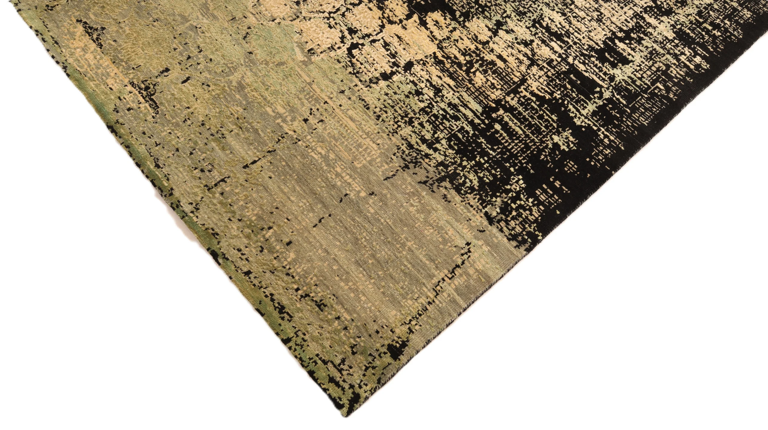 Hand-Knotted Wool & Silk Indian Rug, 237 × 175 cm